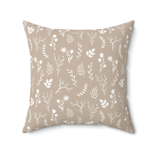 Subtle Taupe Floral Print Pillow | Available in 4 Sizes