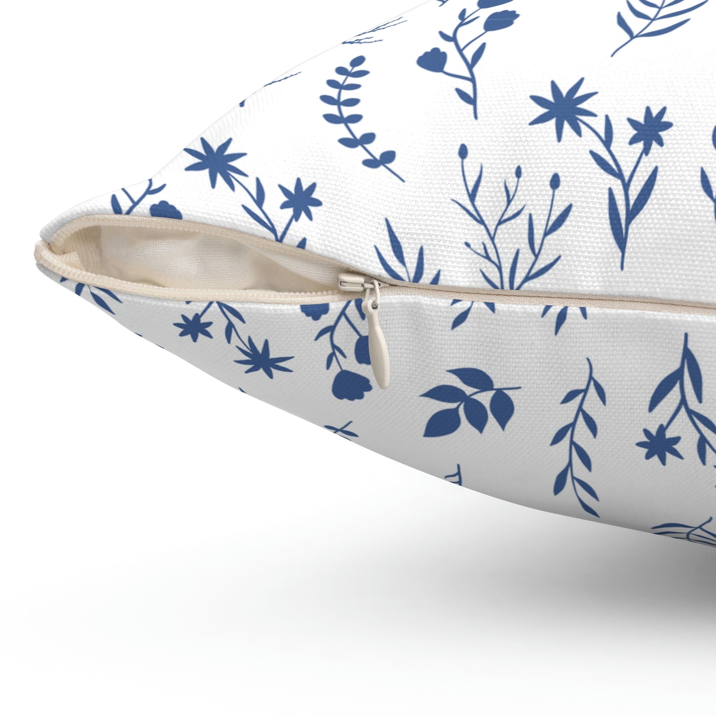 Indigo Blue and White Floral Print Pillow | 4 Sizes Available