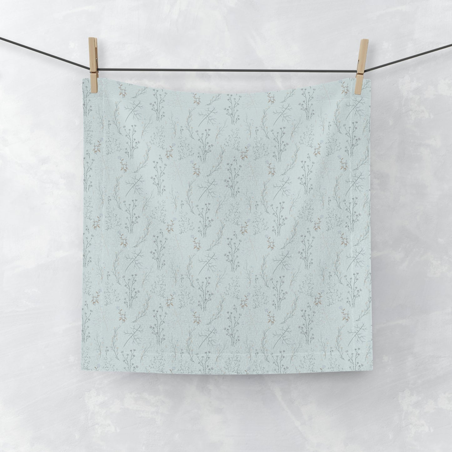 Light Blue Floral Print Face Towel