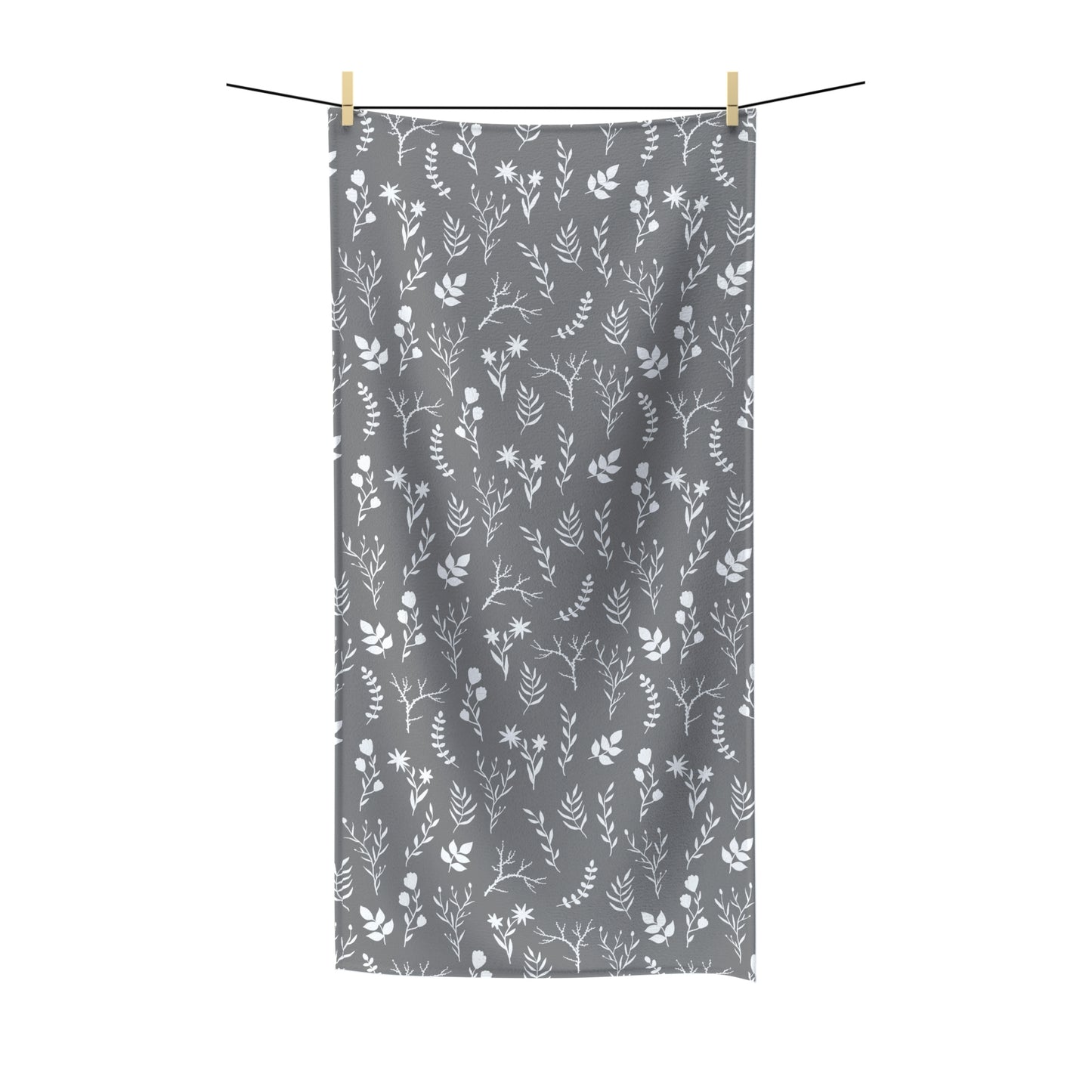 Grey and White Floral Print Bath Towel | 2 Sizes Available
