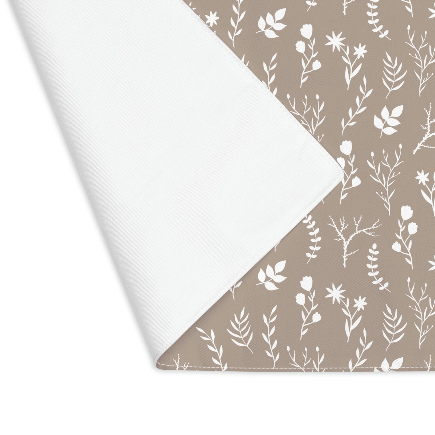 White and Taupe Floral Print Placemat
