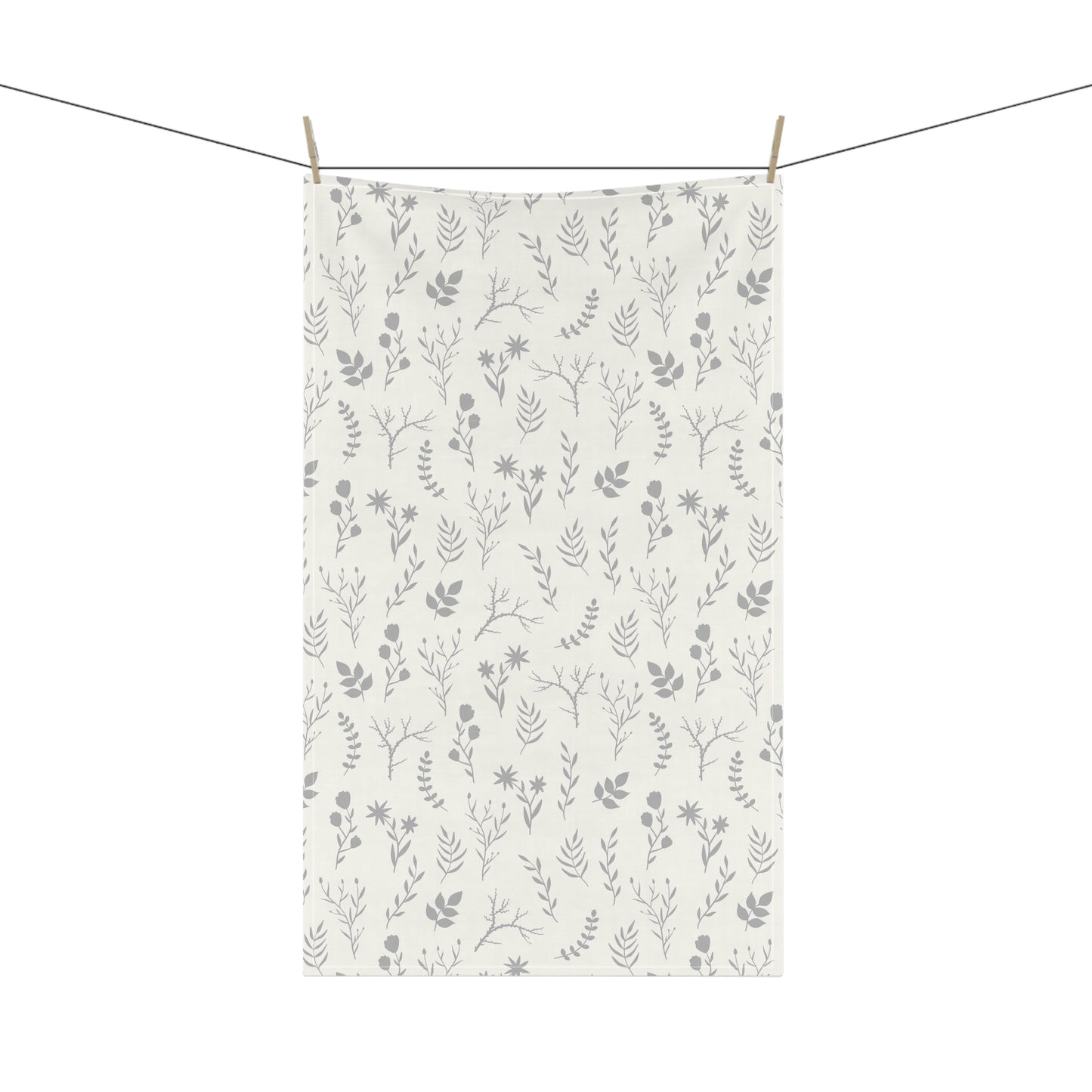 Grey and White Floral Dish Towel