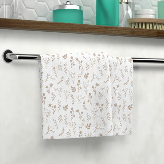 Soft Taupe Floral Face Towel