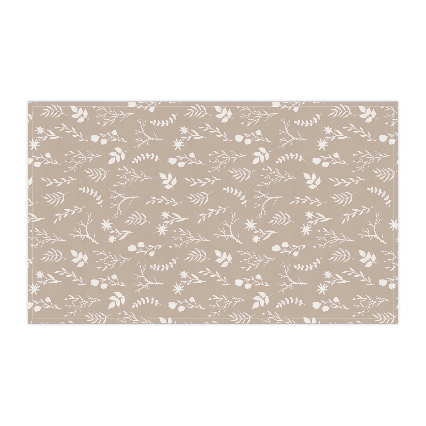 White and Taupe Floral Kitchen Tea Towel