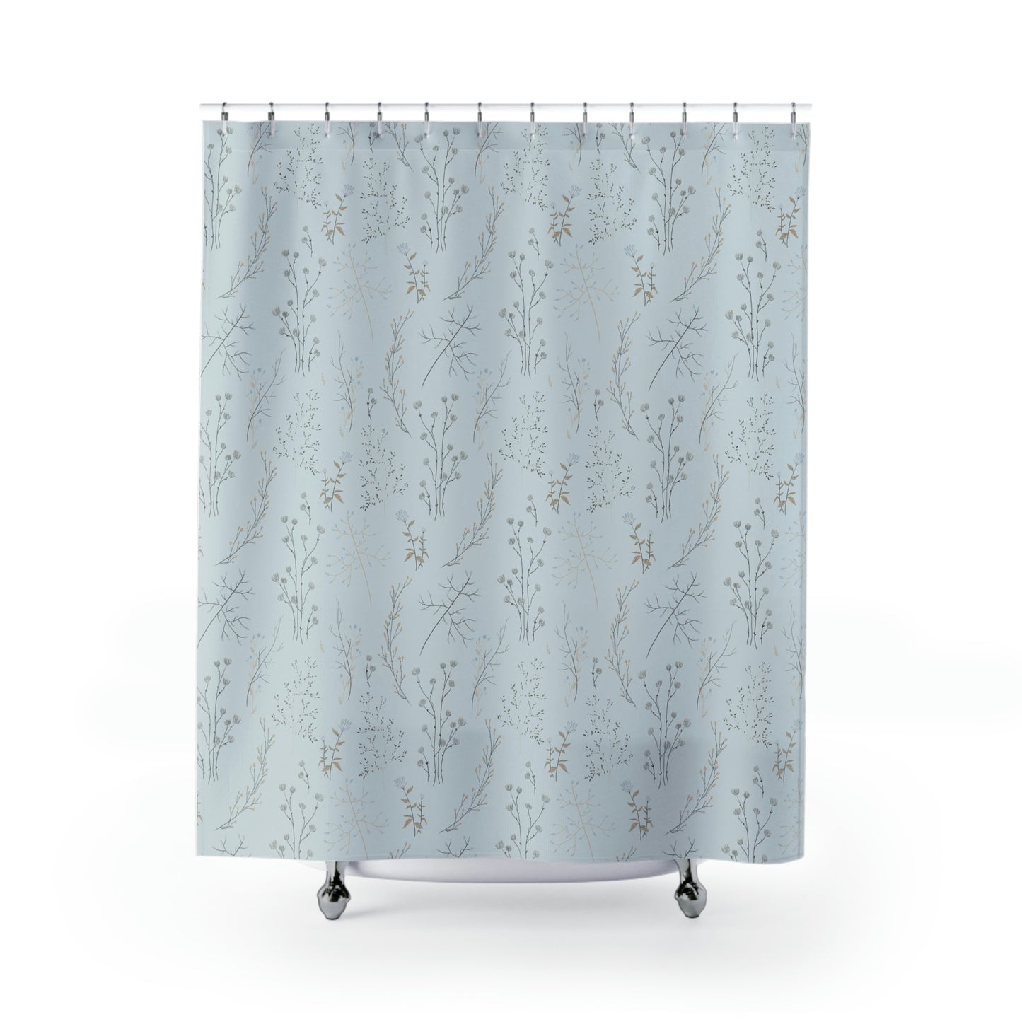 Baby Blue Floral Shower Curtain