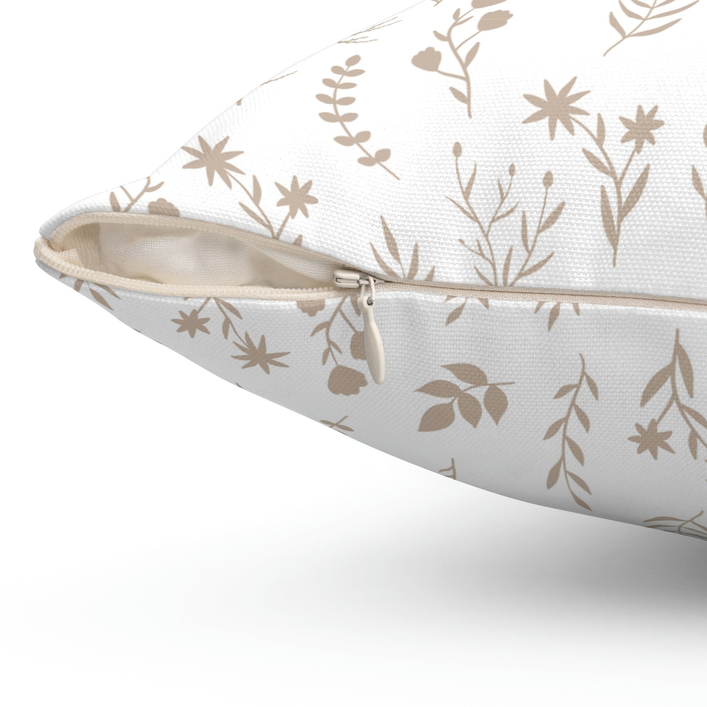 Light Taupe and White Floral Print Pillow | 4 Sizes Available