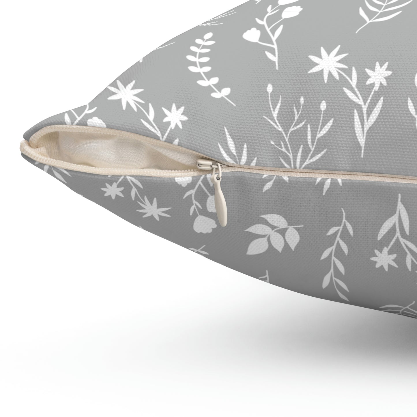 Grey and White Floral Pillow | 4 Sizes Available