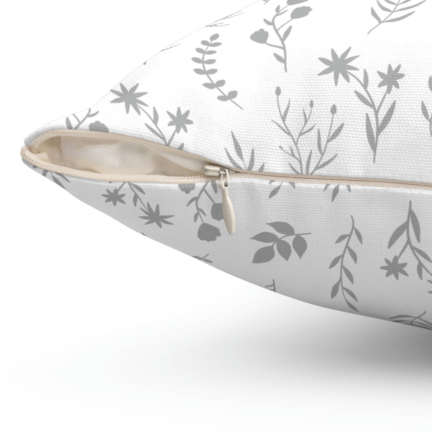 Soft Grey and White Floral Pillow | 4 Sizes Available