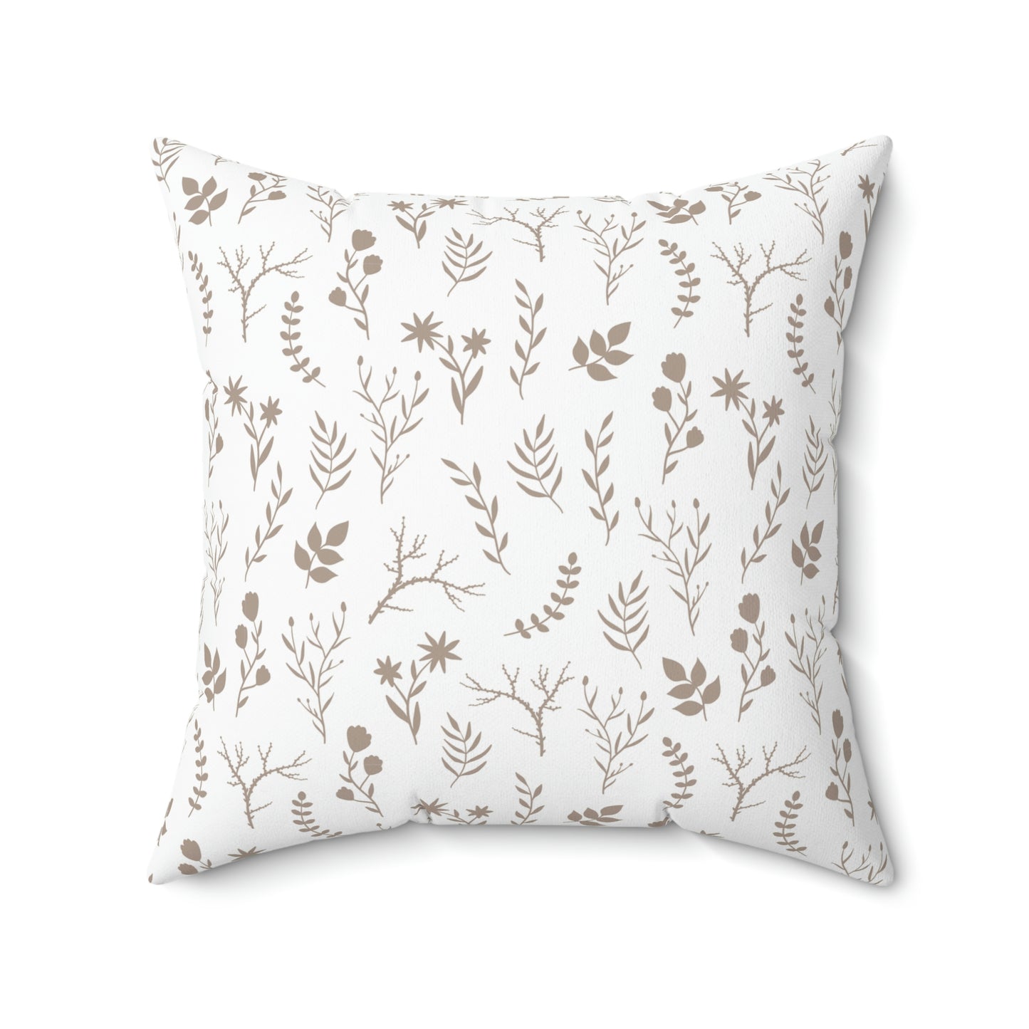 Taupe and White Floral Print Pillow | 4 Sizes Available