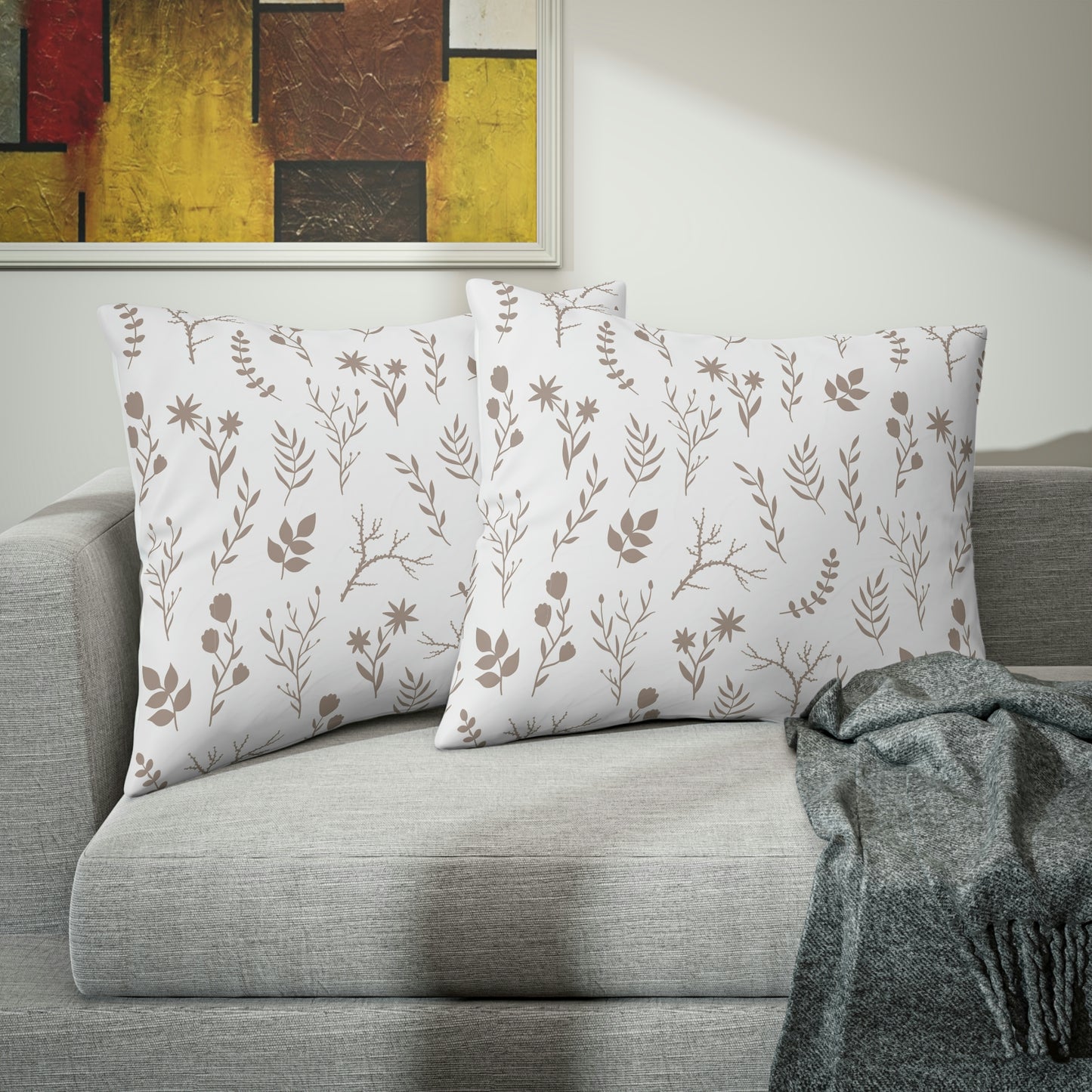 1 Cream and White Floral Print Pillowcase | Floral Pillowcase for Bedroom - Home Stitchery Decor