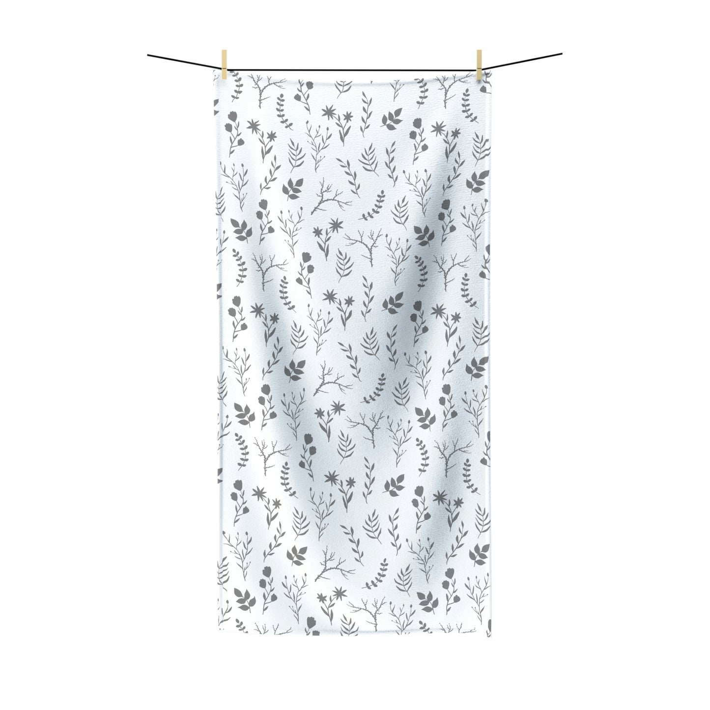 Grey and White Floral Bath Towel | 2 Sizes Available