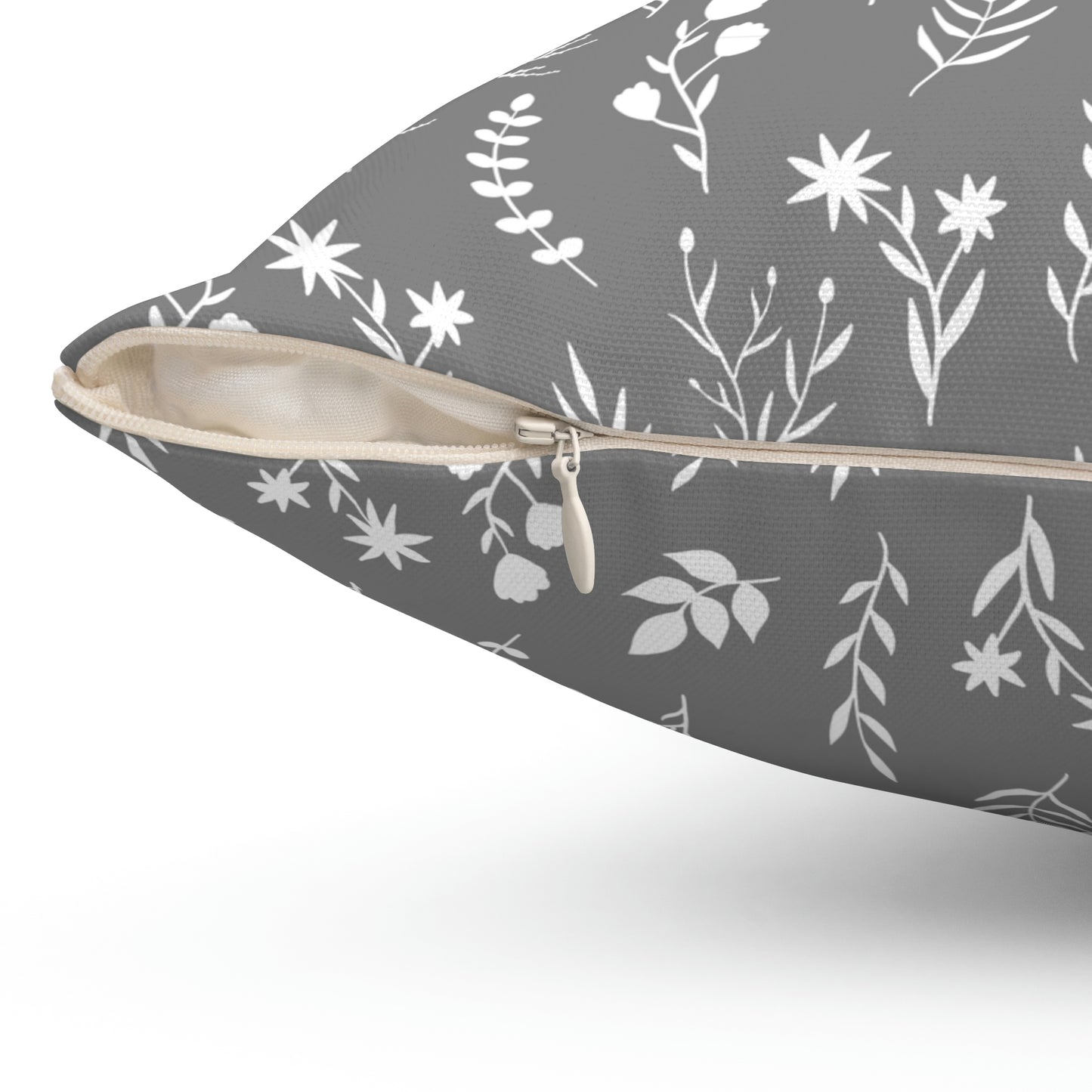 Grey and White Floral Pillow | Available in 4 Sizes