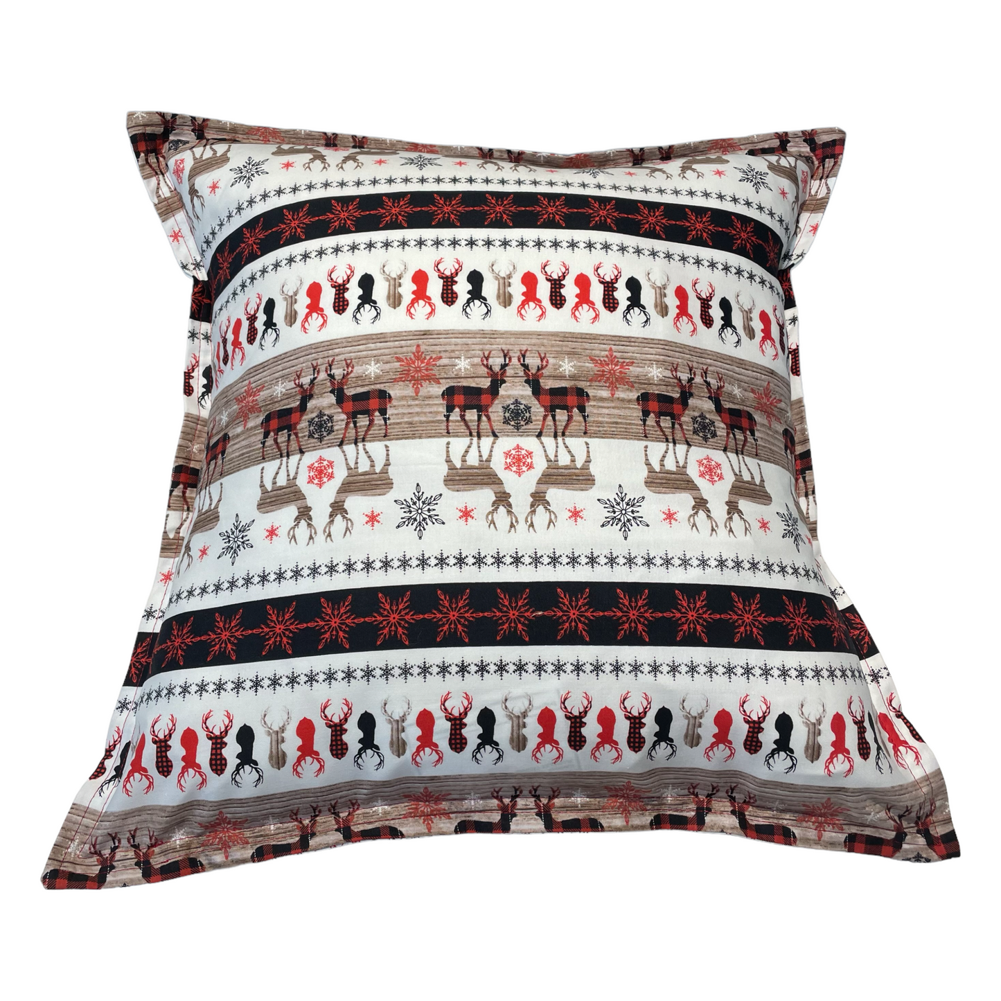 Christmas Reindeer Pillow Shams, Insert Sold Separately - Home Stitchery Decor