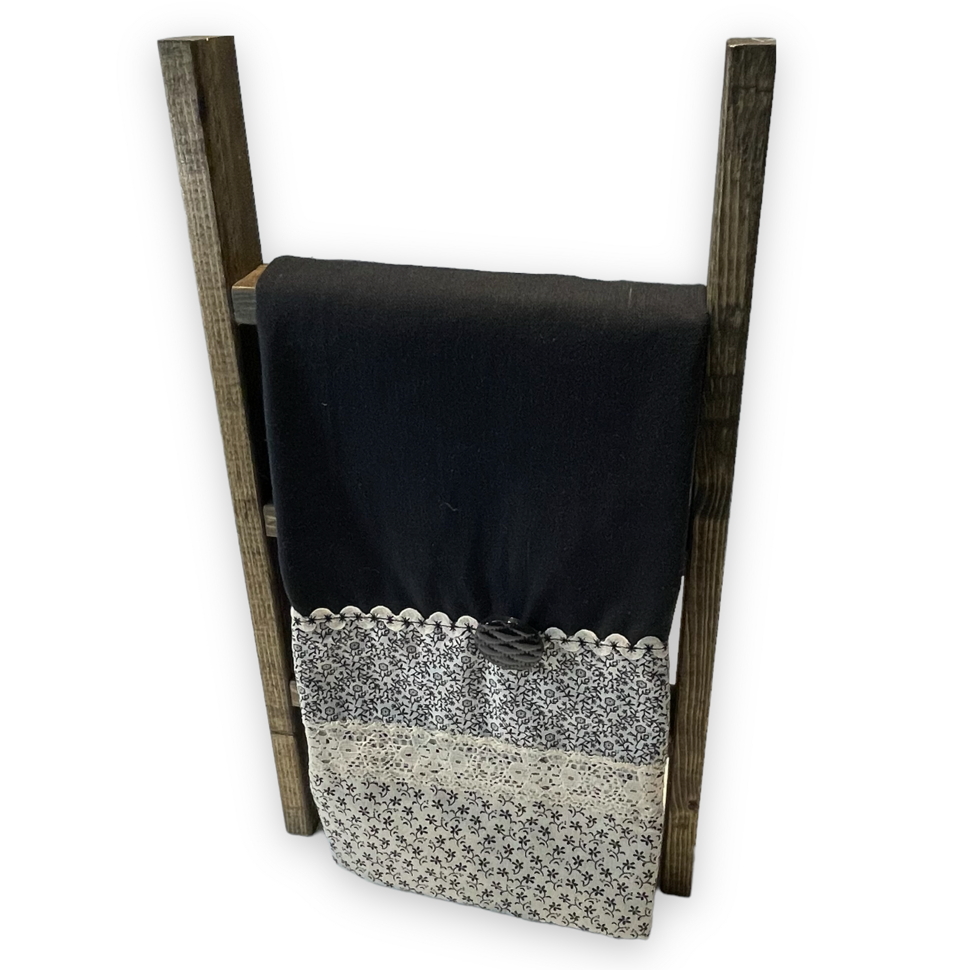 Black and Cream Modern Farmhouse Tea Towel, Decorative Black with Cream Accents Dish Towel - Home Stitchery Decor