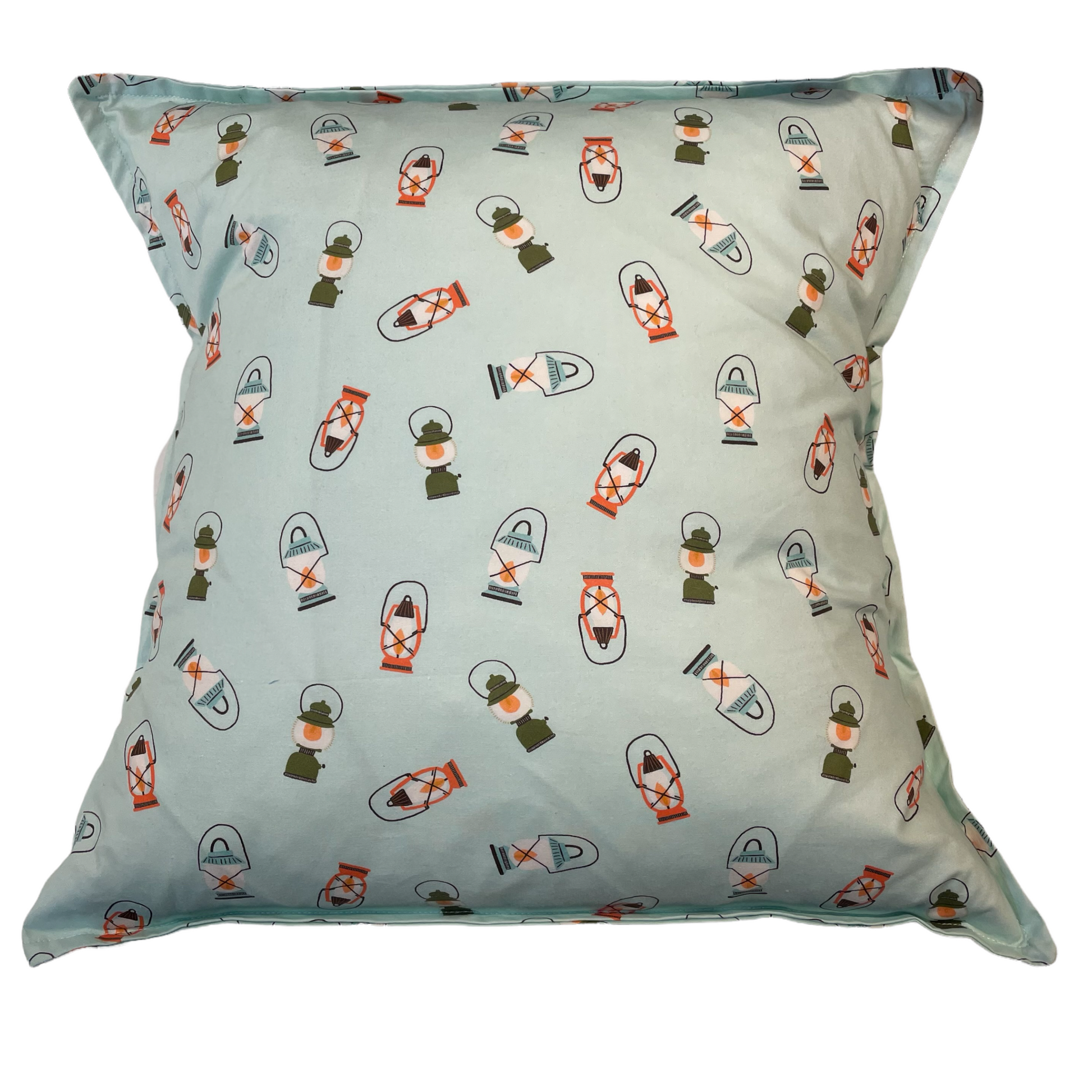 Camping Pillow with Camping Lantern. Glamping Decor Idea - Home Stitchery Decor