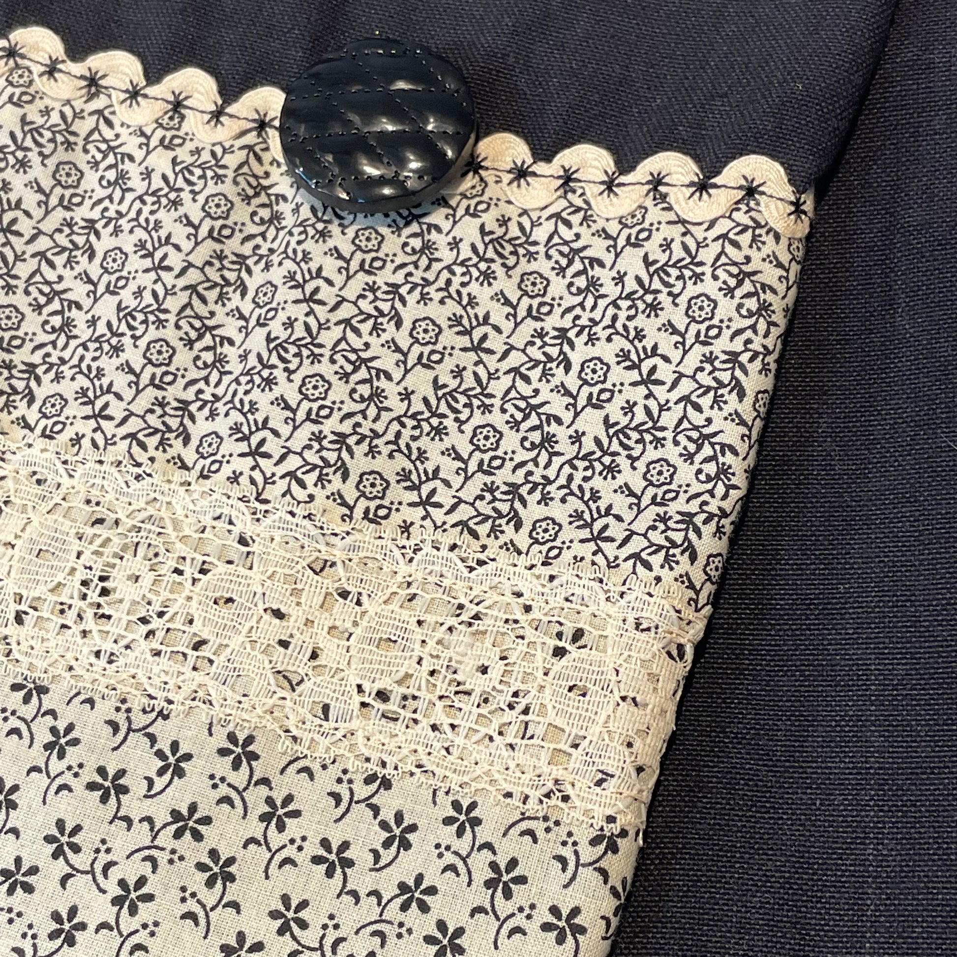 Black and Cream Modern Farmhouse Tea Towel, Decorative Black with Cream Accents Dish Towel - Home Stitchery Decor
