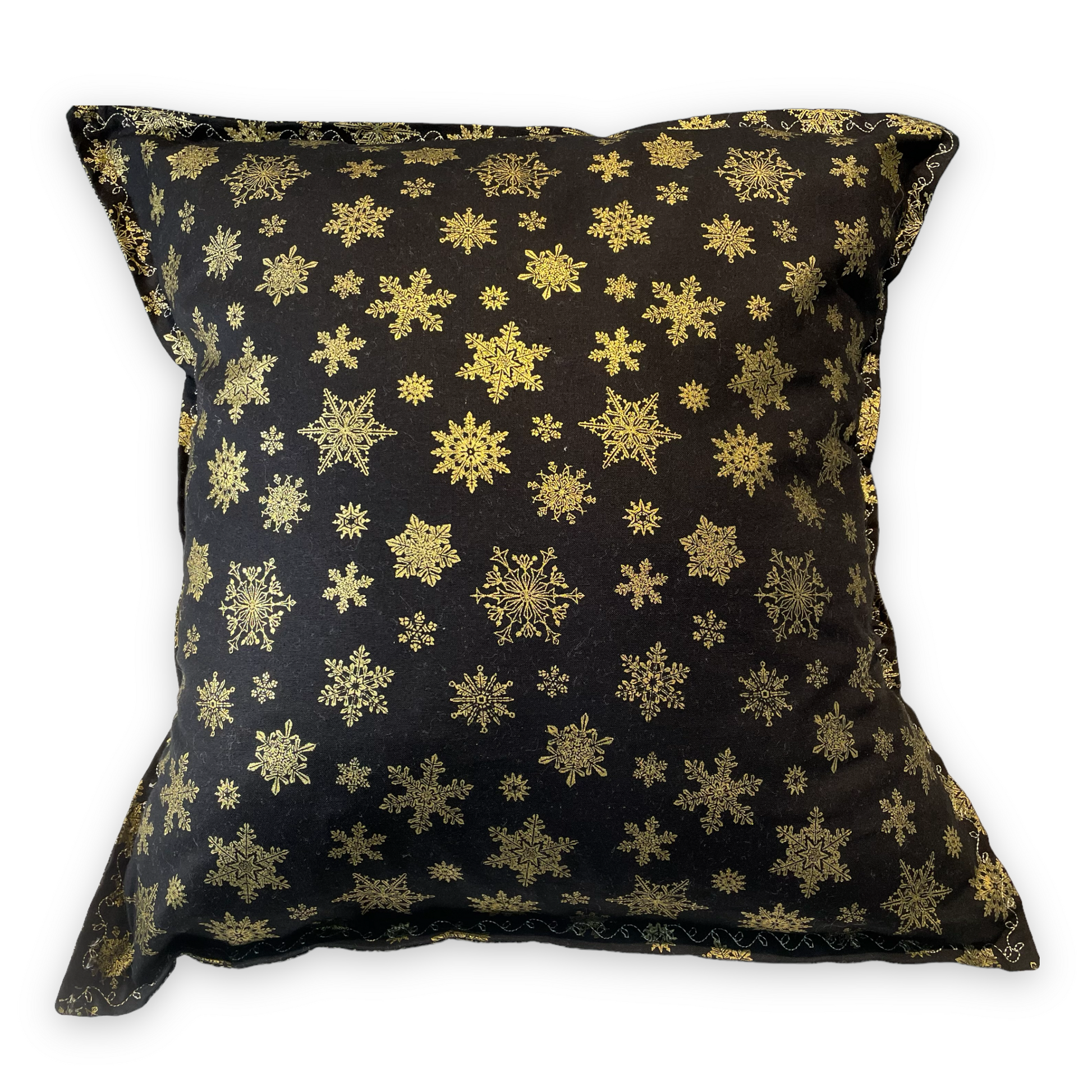 Black and Gold Christmas Pillow Sham. 1 Christmas Sham, Insert Sold Separately - Home Stitchery Decor