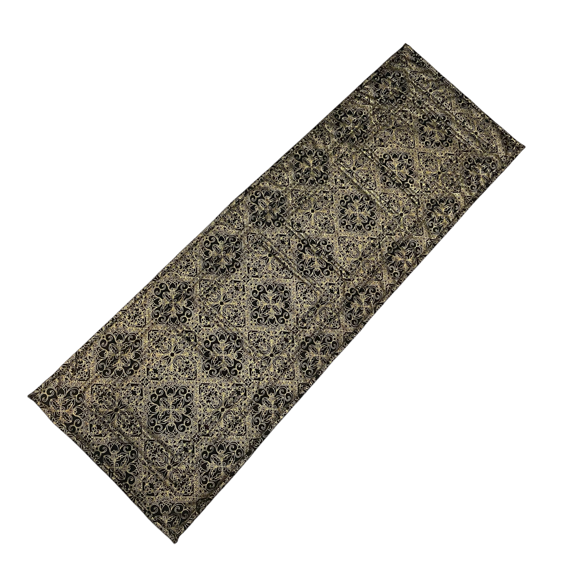 Black and Gold Christmas Table Runner, Quilted Christmas Table Runner - Home Stitchery Decor