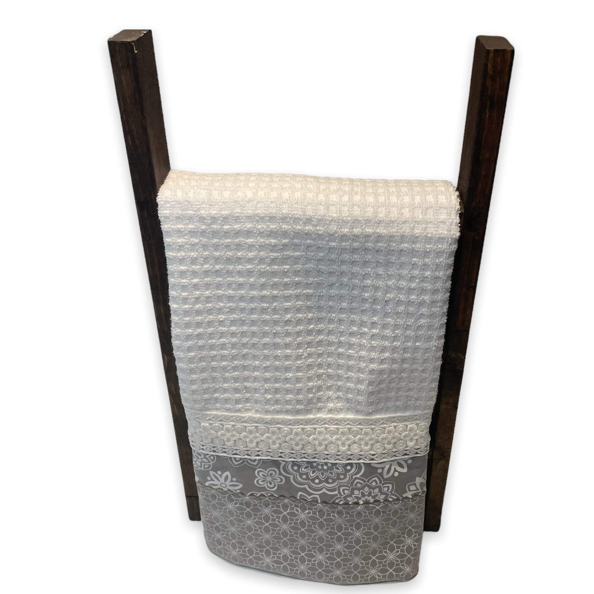 Grey Floral Modern Farmhouse Tea Towel. Decorative Dish Towel. - Home Stitchery Decor