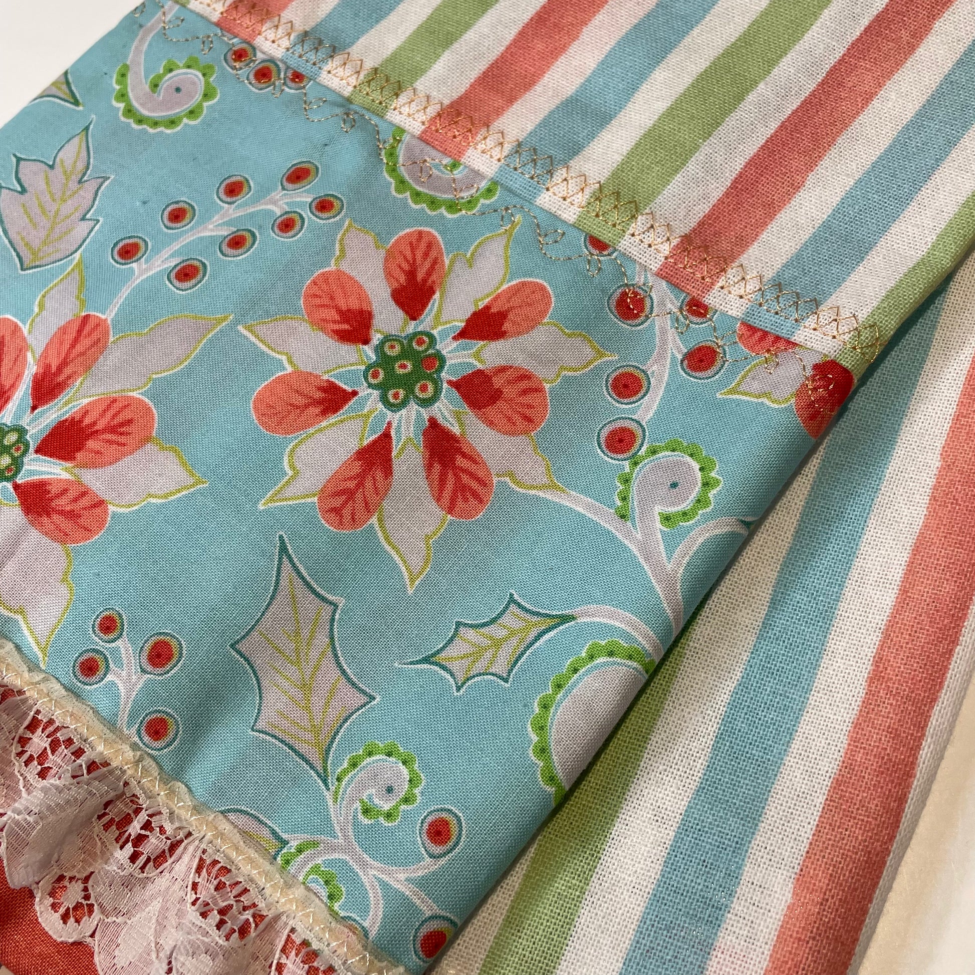Handcrafted Christmas Tea Towel, Cute Vintage Kitchen Dish Towel - Home Stitchery Decor