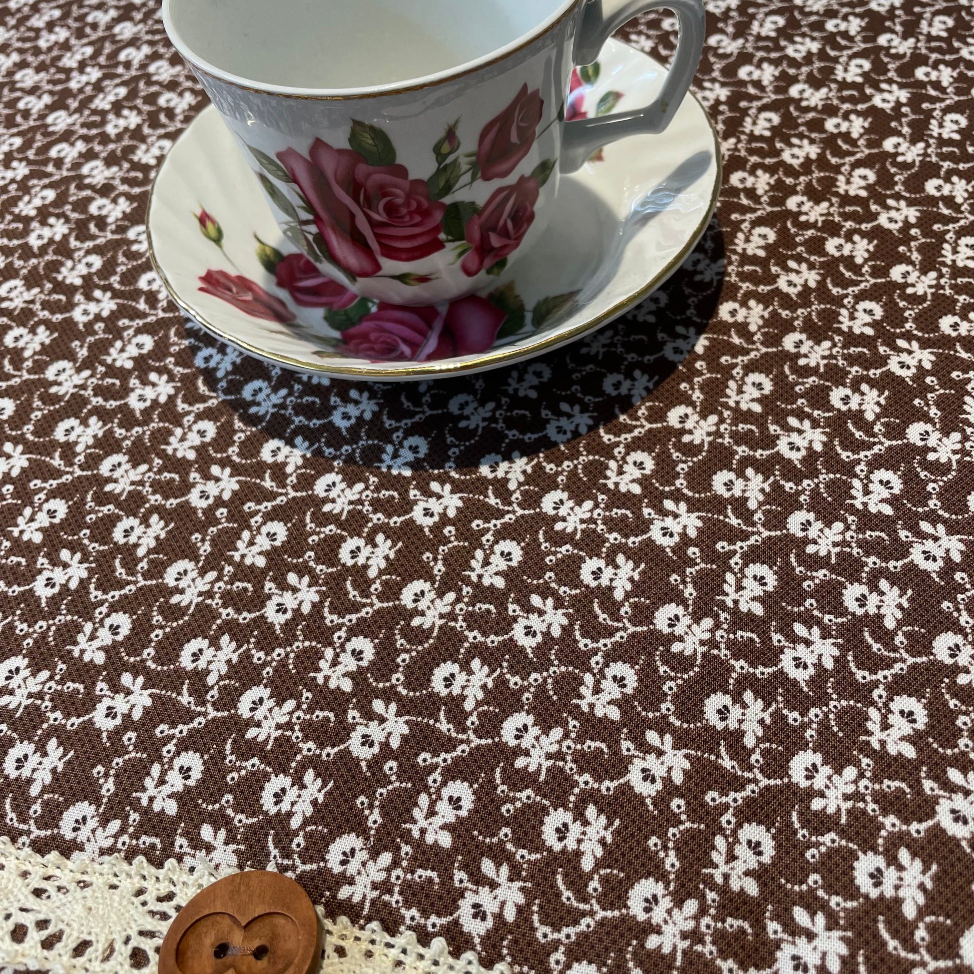 Brown and White Floral Modern Farmhouse Kitchen Dish Drying Mat. Kitchen Sink Drying Mat - Home Stitchery Decor