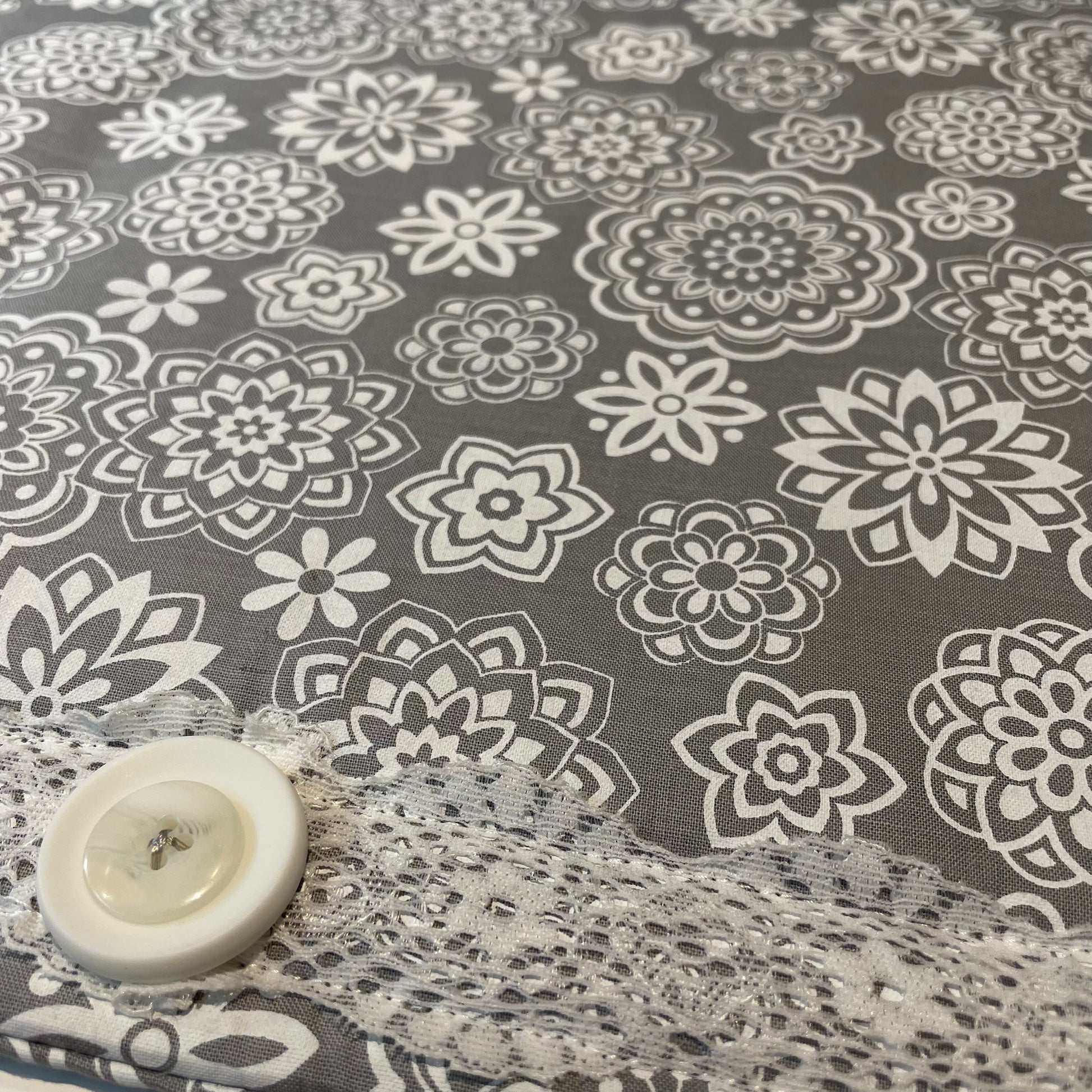 Grey Mandala Print Dish Drying Mat. Kitchen Dish Mat. - Home Stitchery Decor