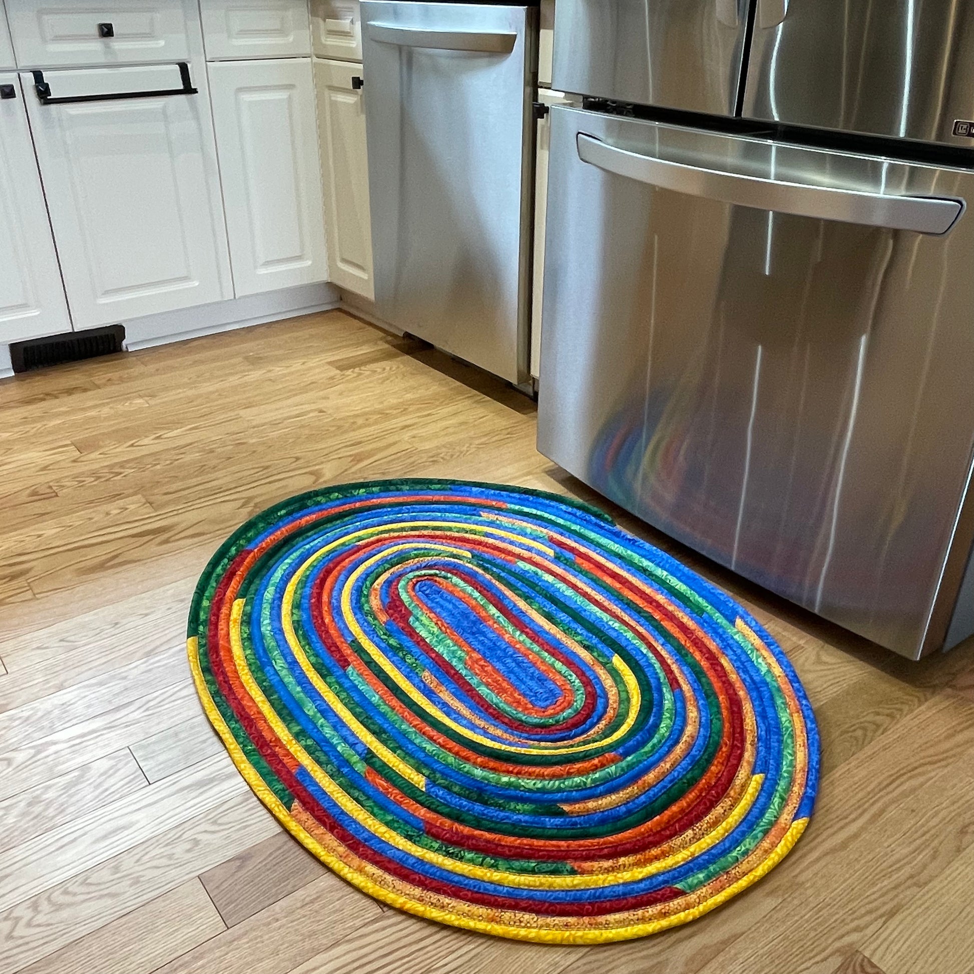 Vibrant Batik JellyRoll Rug. Handmade Washable Cotton Kitchen Accent Rug - Home Stitchery Decor