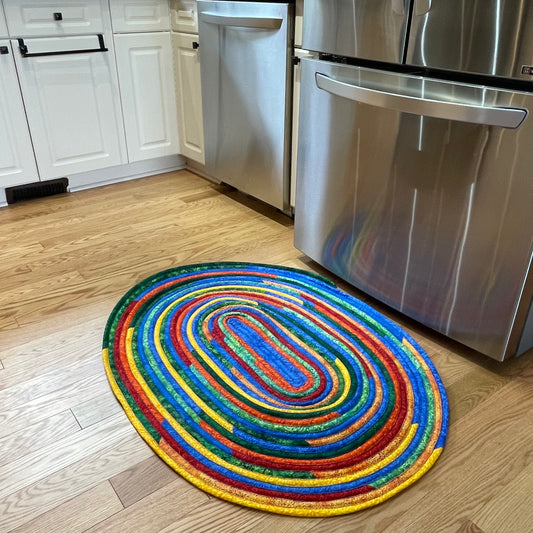 Vibrant Batik JellyRoll Rug. Handmade Washable Cotton Kitchen Accent Rug - Home Stitchery Decor