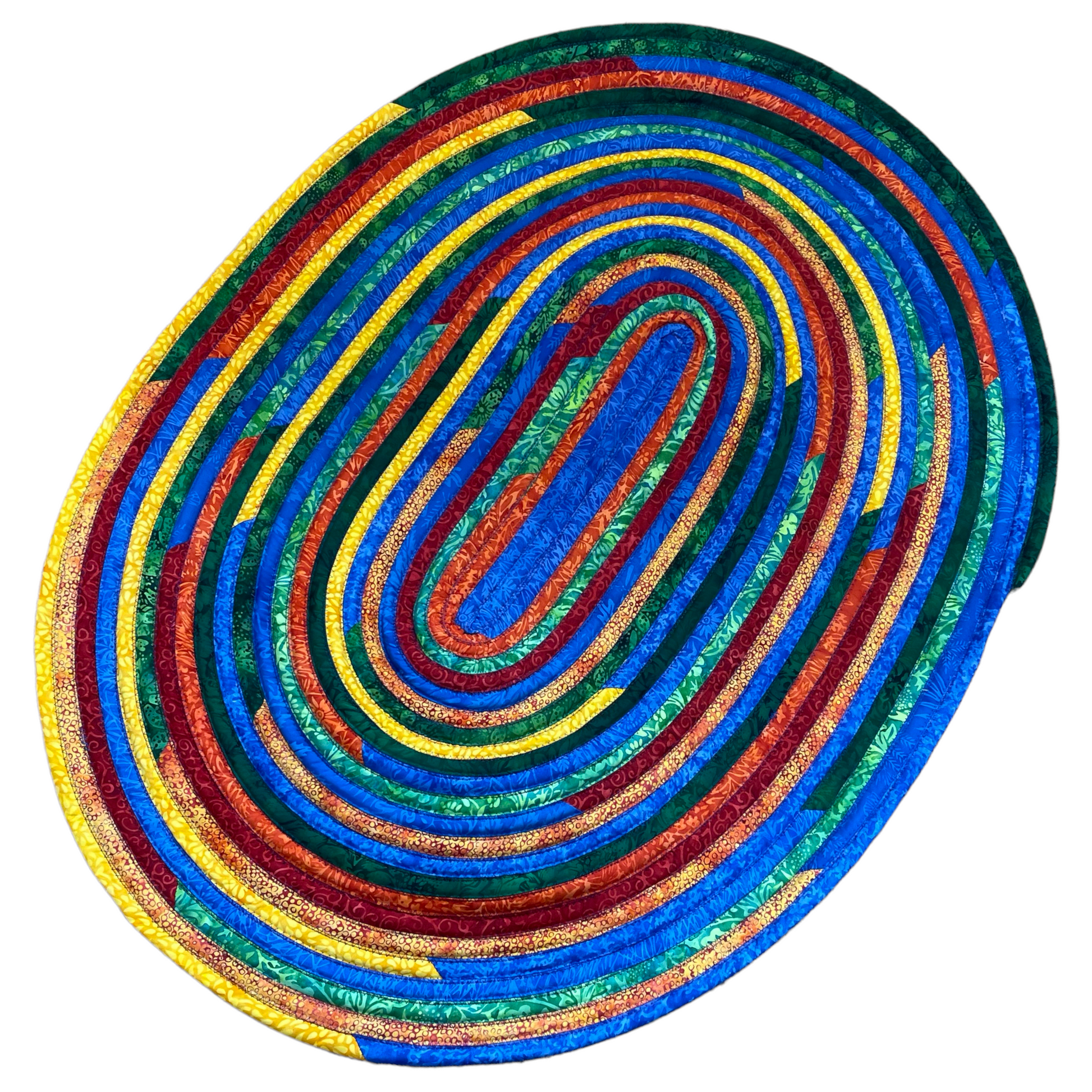 Vibrant Batik JellyRoll Rug. Handmade Washable Cotton Kitchen Accent Rug - Home Stitchery Decor