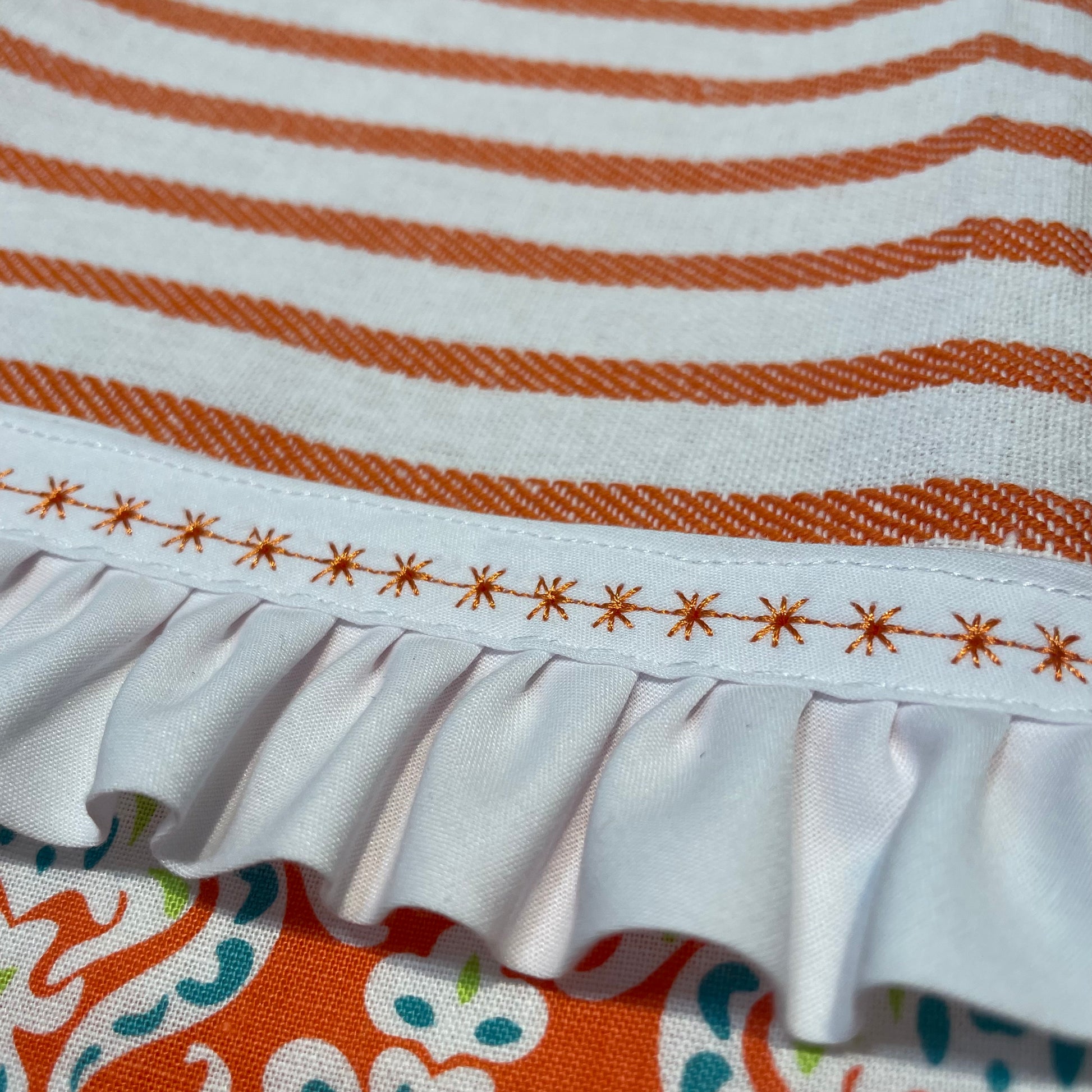 Orange Striped Modern Farmhouse Decorative Dish Towel - Home Stitchery Decor