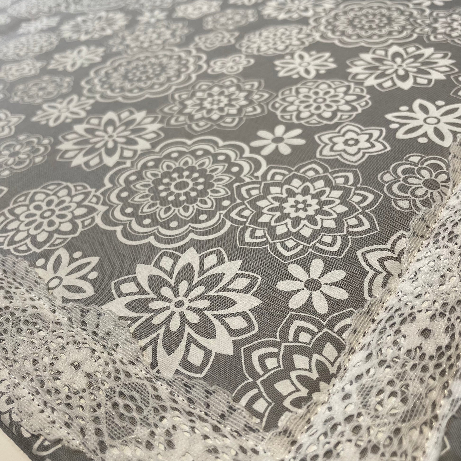 Grey Mandala Print Dish Drying Mat. Kitchen Dish Mat. - Home Stitchery Decor