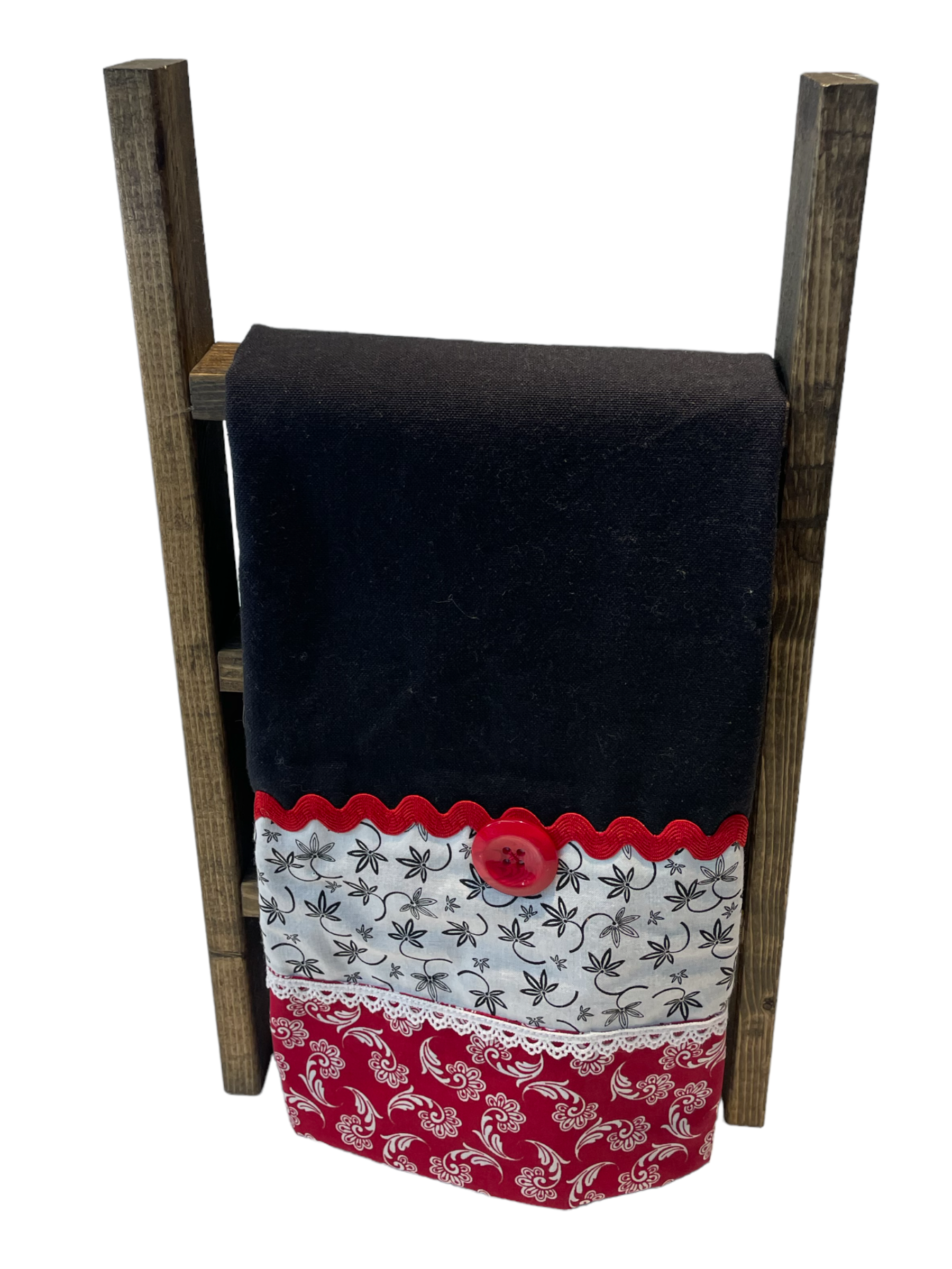 Red and Black Classic Kitchen Dish Towel | Cute Red and Black Tea Towel - Home Stitchery Decor