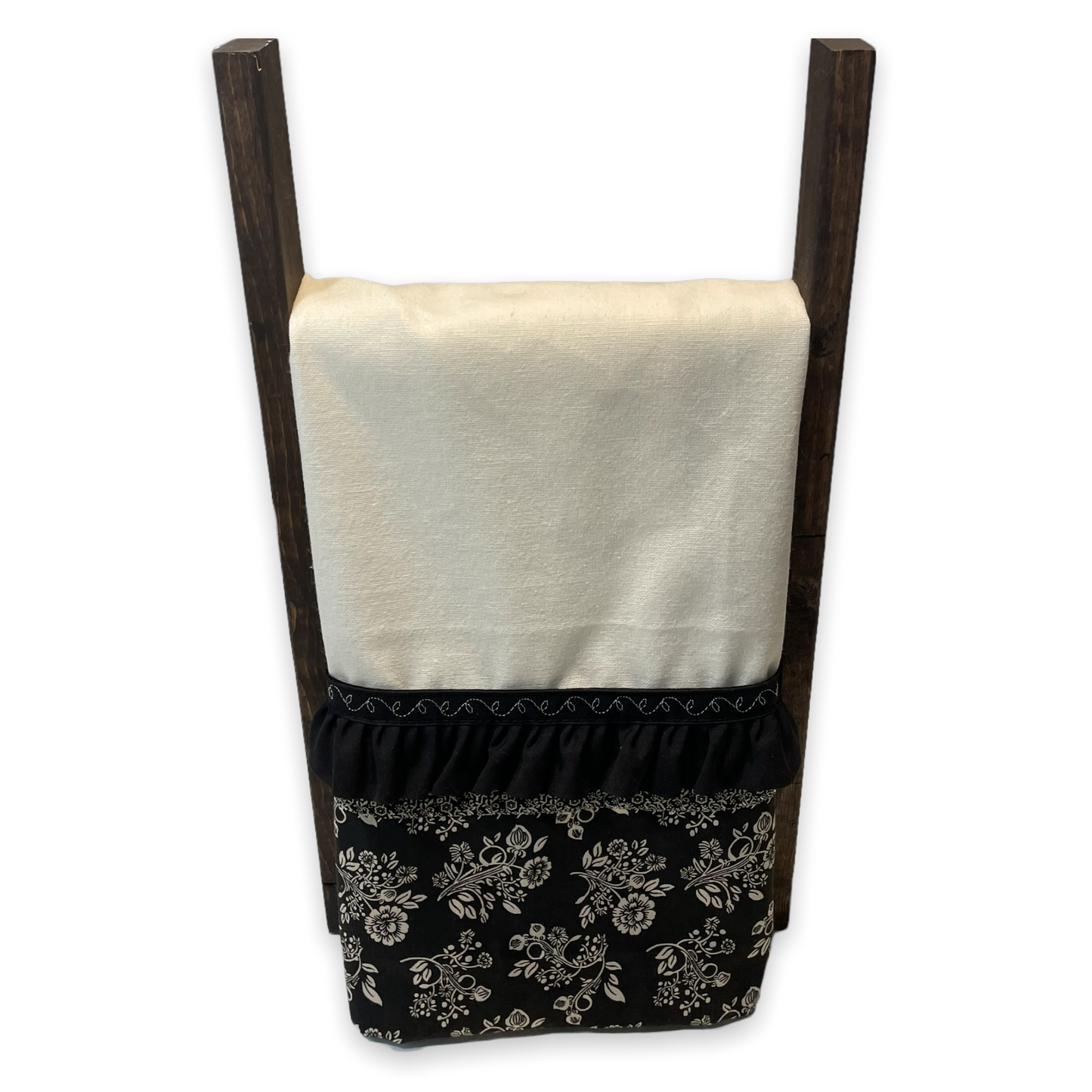 Modern Farmhouse Black And Cream Kitchen Tea Towel. Decorative Washable Cotton Dish Towel. - Home Stitchery Decor
