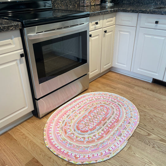 Cute Farmhouse Nursery Rug. Handcrafted Washable Accent Rug For Nursery. Bedside Rug - Home Stitchery Decor