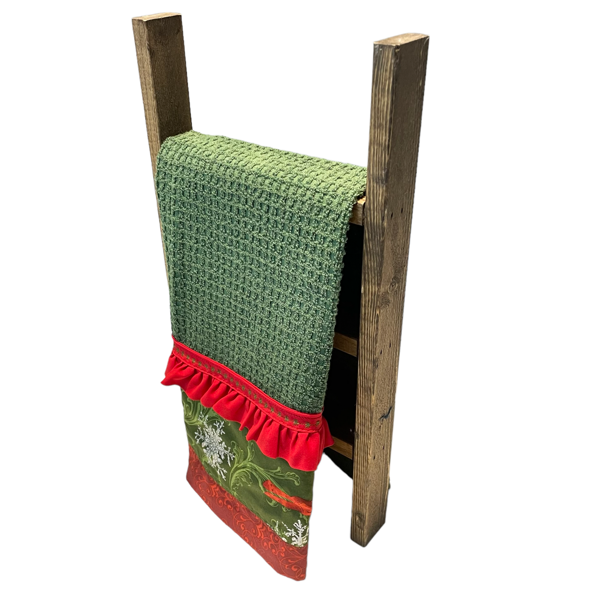 Christmas Kitchen Dish Towel, Cute Green and Red Christmas Tea Towel - Home Stitchery Decor