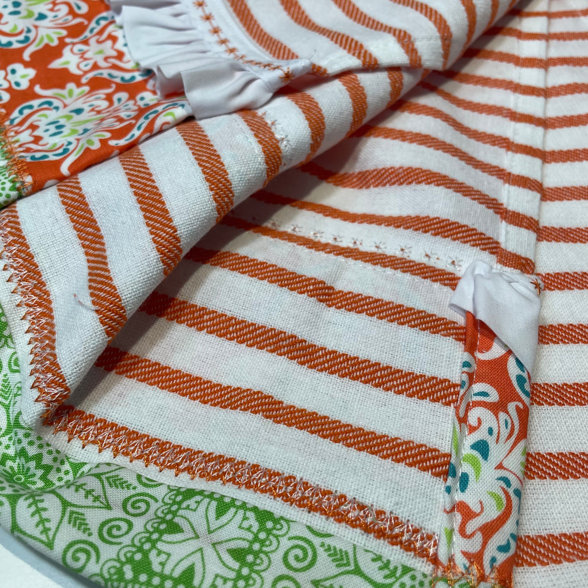 Orange Striped Modern Farmhouse Decorative Dish Towel - Home Stitchery Decor