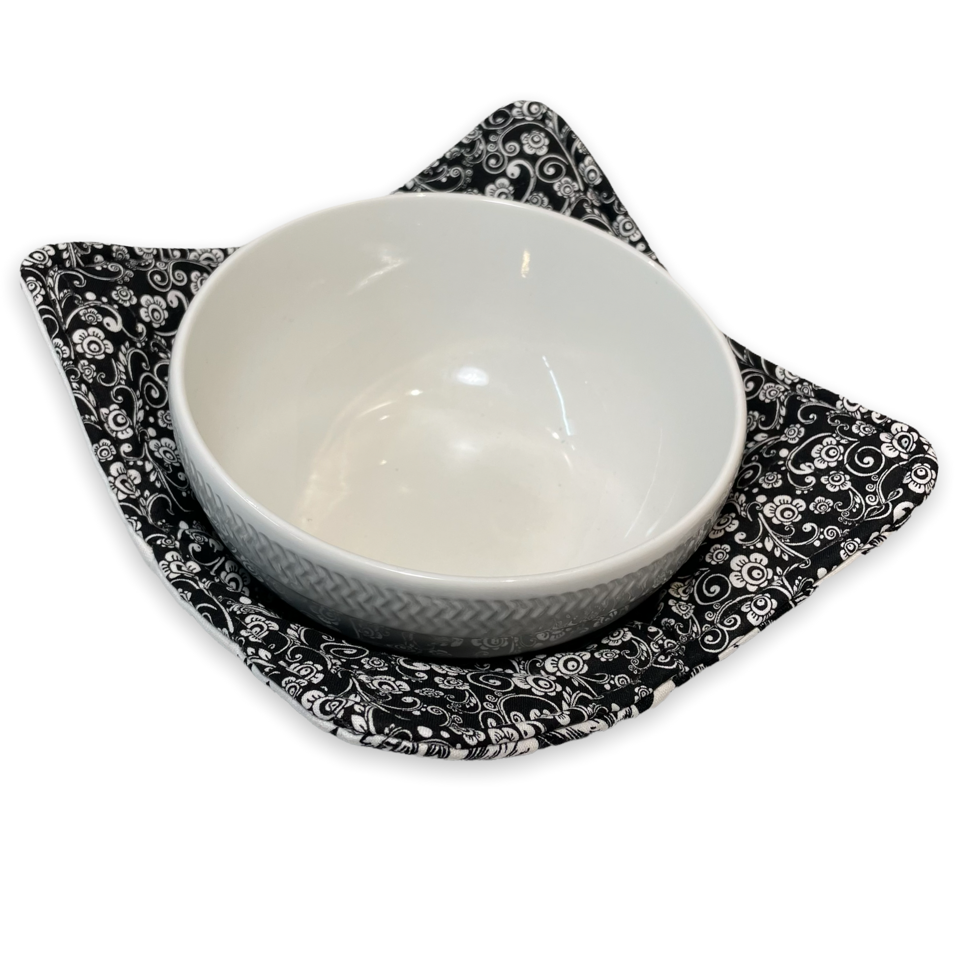 Soup bowl Cozy. Microwave Bowl Cozy. Reversible soup bowl Cozy. Shop the mix and match collection of handcrafted farmhouse style linens. Or follow along on the Home Stitchery Decor YouTube Channel Soup Bowl Cozy sewing tutorial. Made with 100% quilting cotton, Pellon Wrap and Zap batting and 100% cotton thread. Black and white flowered soup cozy.