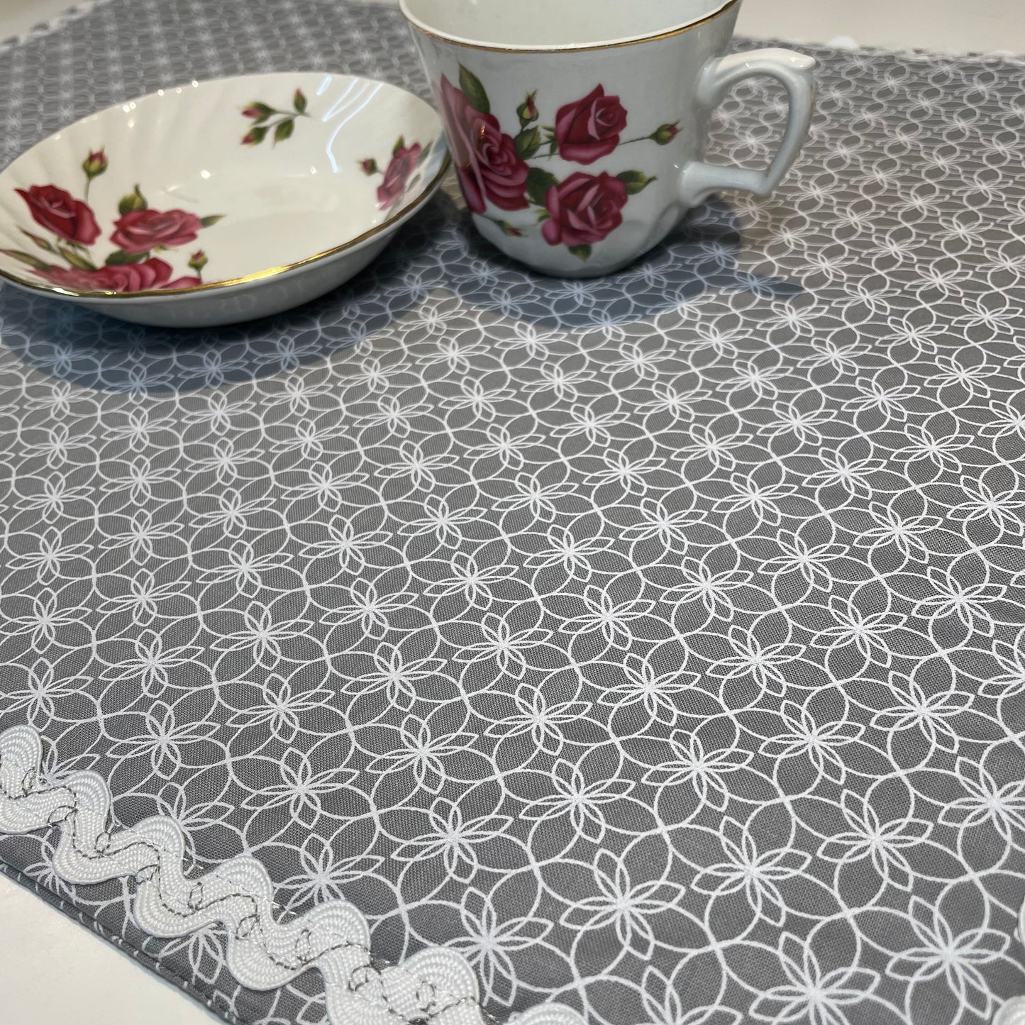 Cute Grey And White Kitchen Dish Drying Mat - Home Stitchery Decor