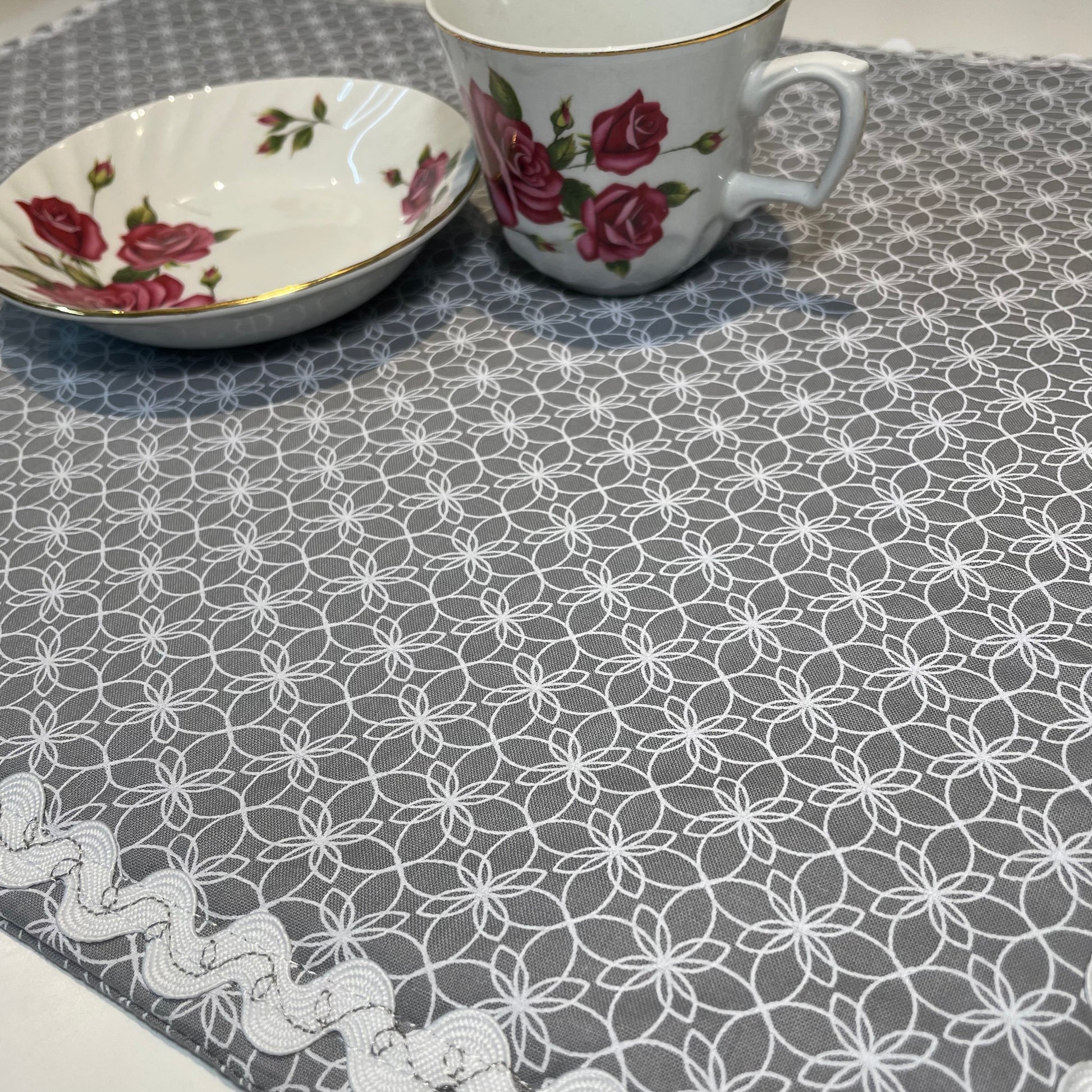 Cute Grey And White Kitchen Dish Drying Mat - Home Stitchery Decor