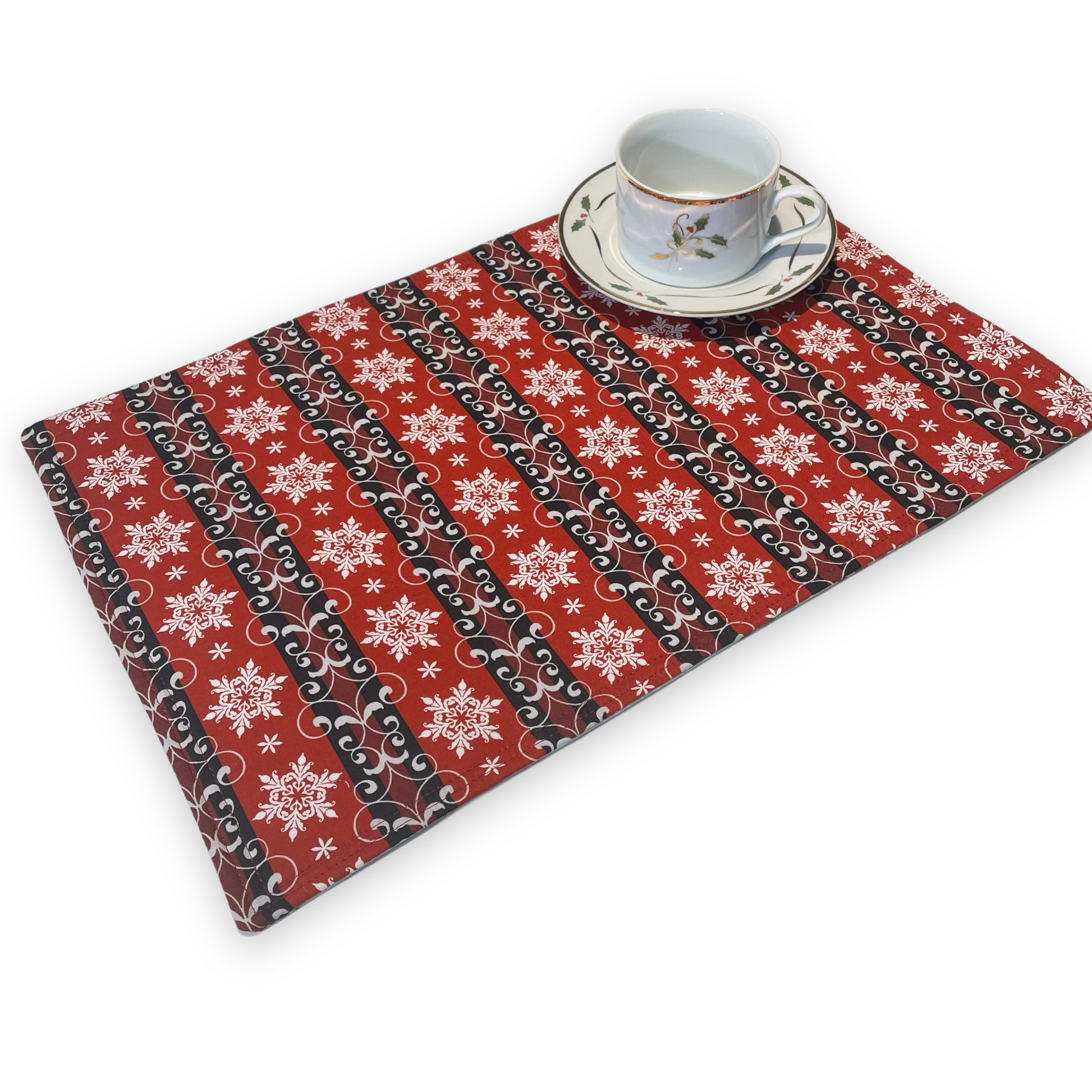 Set of Two Christmas Dinner Placemats, Reversible Set of Christmas Placeats - Home Stitchery Decor