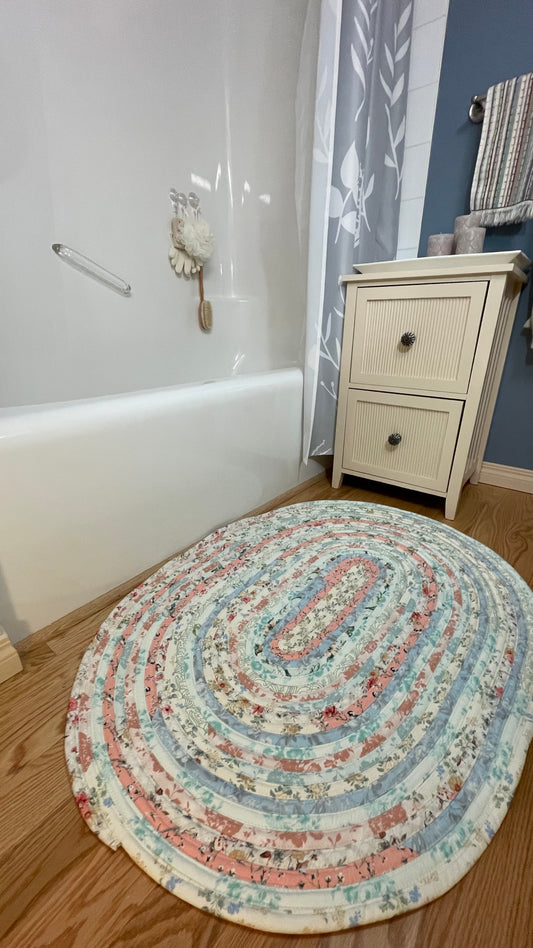 Shabby Chic Handmade Washable Cotton Rug | Handmade JellyRoll Rug | Modern Farmhouse Accent Rug - Home Stitchery Decor