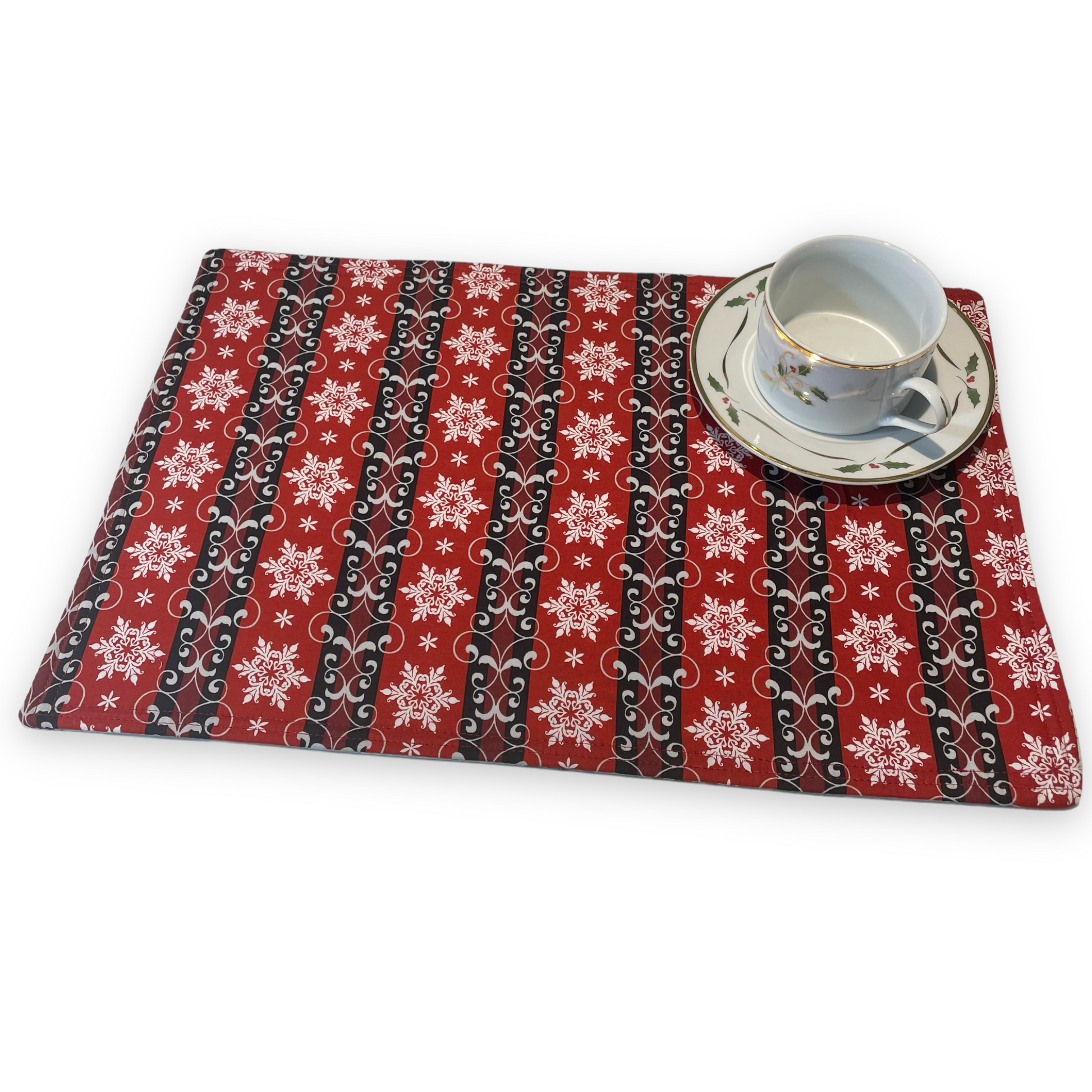 Set of Two Christmas Dinner Placemats, Reversible Set of Christmas Placeats - Home Stitchery Decor