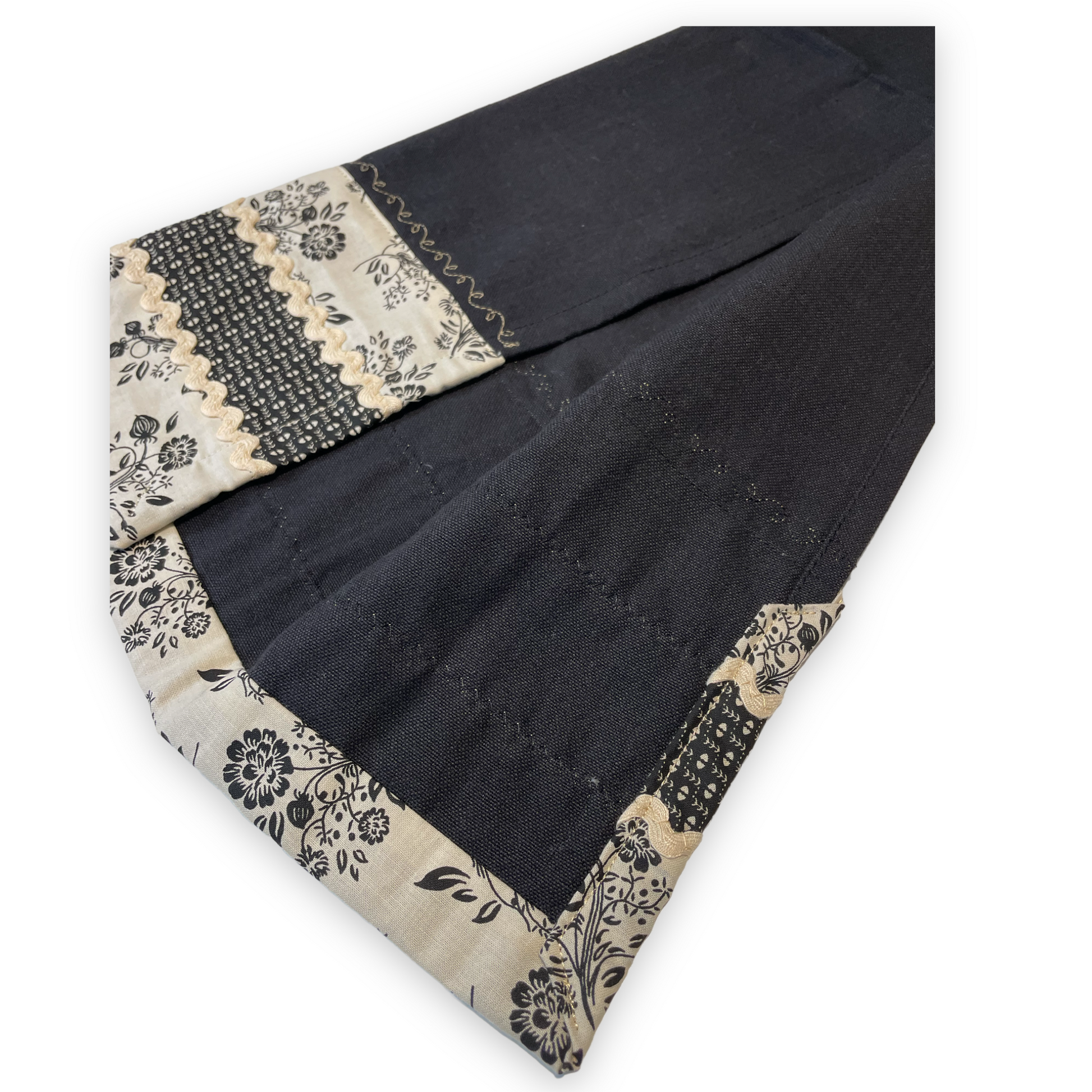 Vintage Black and Cream Handcrafted Kitchen Dish Towel, Farmhouse Tea Towel - Home Stitchery Decor