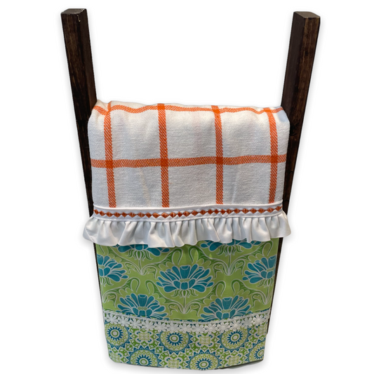 Modern Farmhouse Orange and White Tea Towel - Home Stitchery Decor