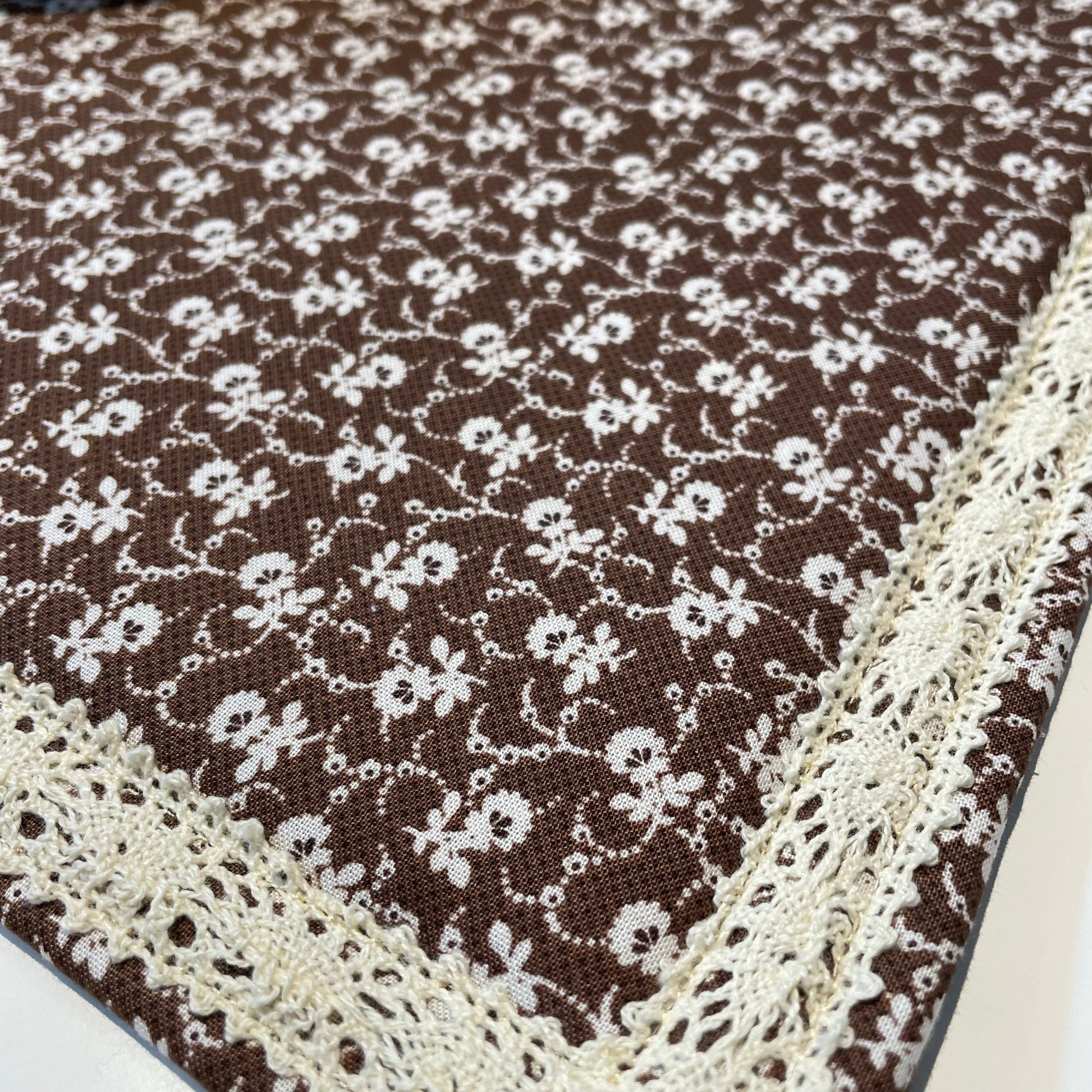 Brown and White Floral Modern Farmhouse Kitchen Dish Drying Mat. Kitchen Sink Drying Mat - Home Stitchery Decor