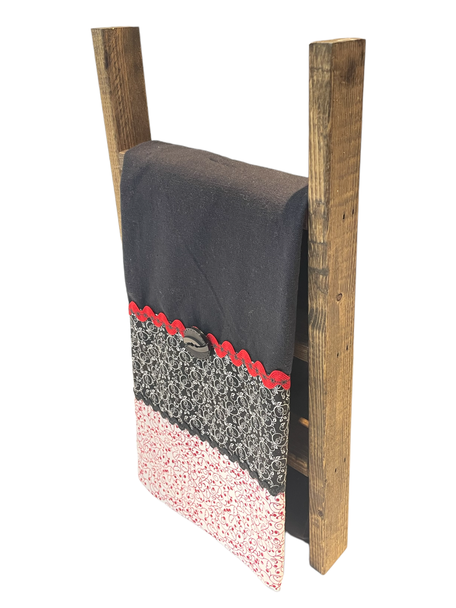 Red And Black Handmade Dish Towel | Kitchen Tea Towel - Home Stitchery Decor