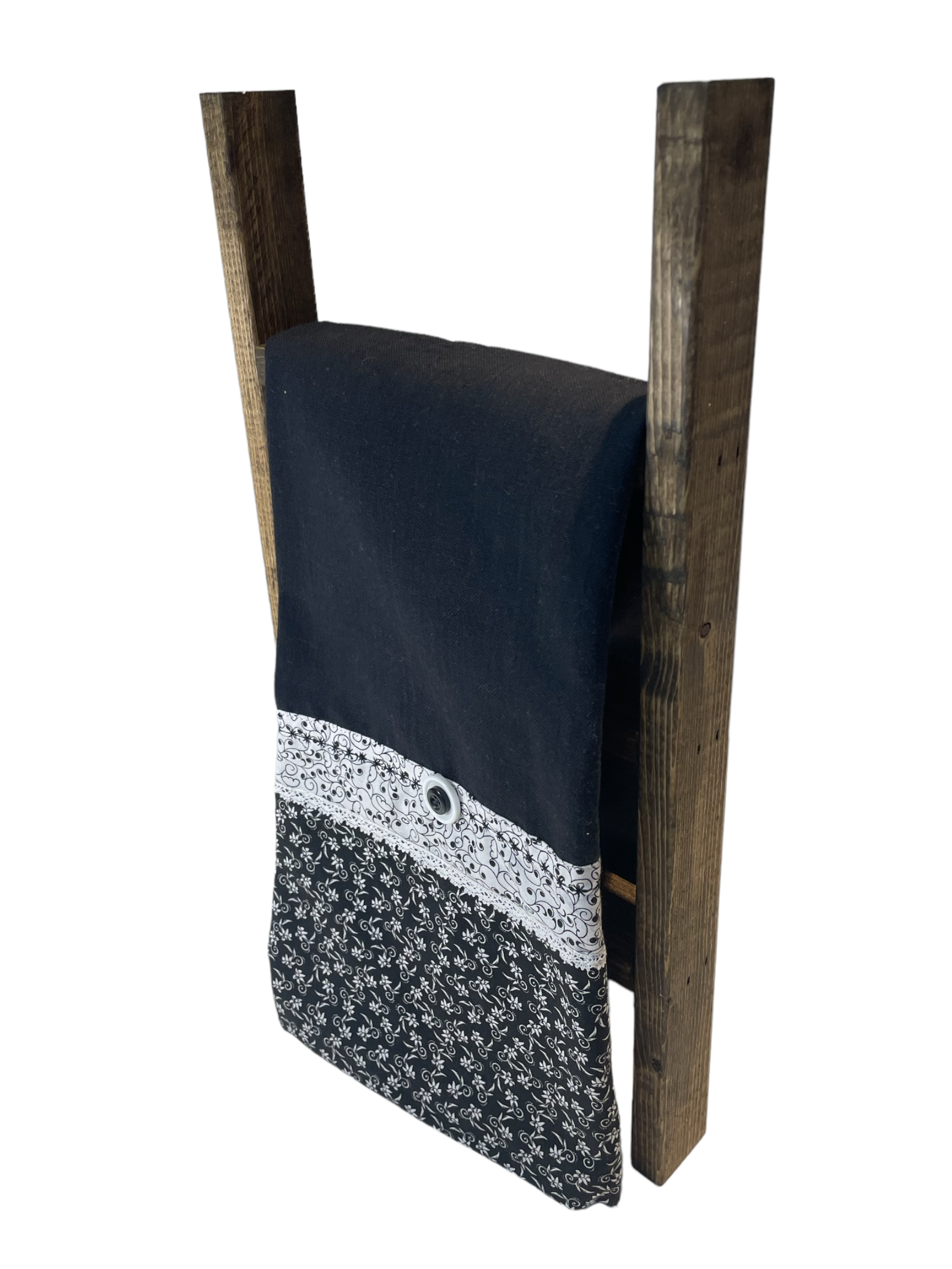 Black and White Floral Dish Towel | Cute Black and White Kitchen Tea Towel - Home Stitchery Decor