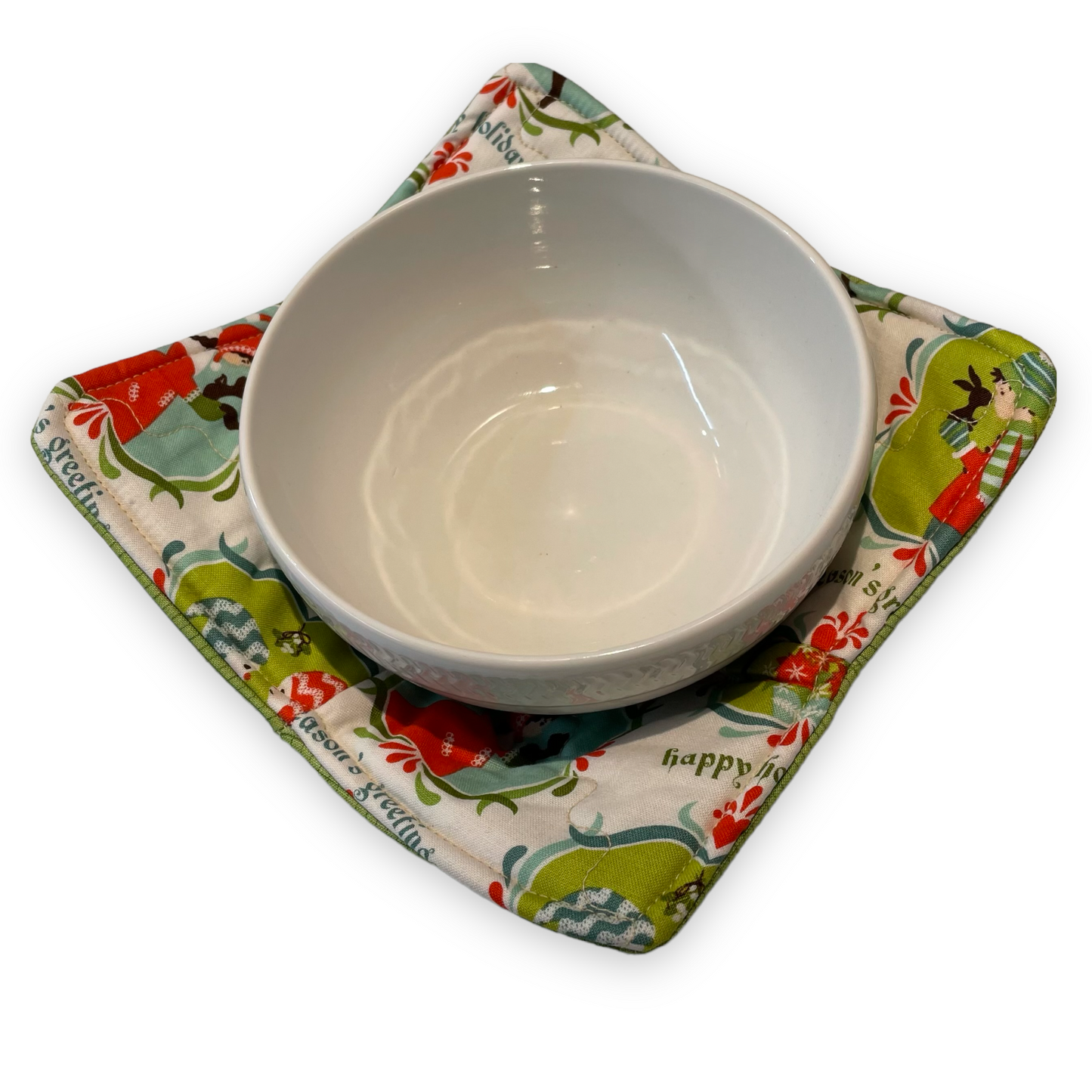 Vintage Christmas Microwave Soup Bowl Hugger, Microwave Soup Bowl Cozy - Home Stitchery Decor