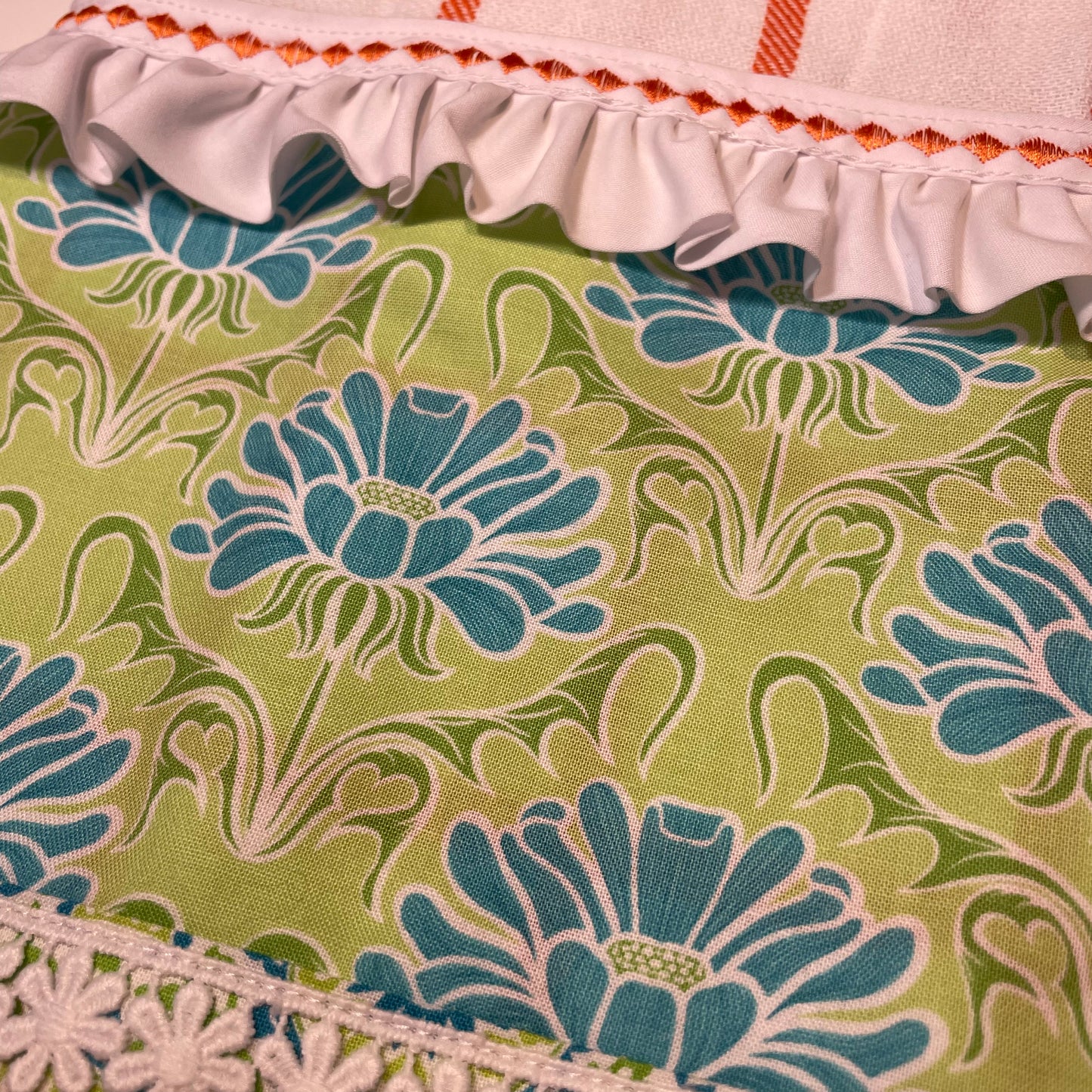 Orange and White Checked Dish Towel. Cute Decorative Tea Towel - Home Stitchery Decor