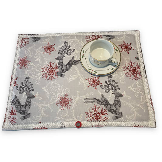 Christmas Reindeer Kitchen Dish Drying Mat, Kitchen Counter Dish Mat - Home Stitchery Decor